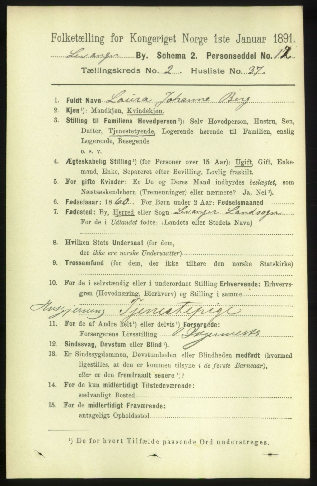 RA, 1891 census for 1701 Levanger, 1891, p. 792