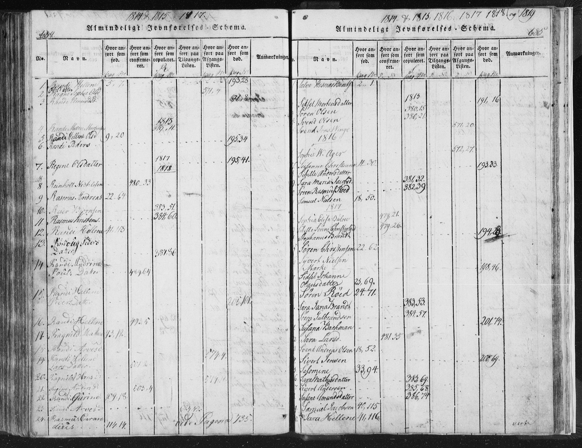 Strømsø kirkebøker, AV/SAKO-A-246/F/Fb/L0004: Parish register (official) no. II 4, 1814-1843, p. 684-685