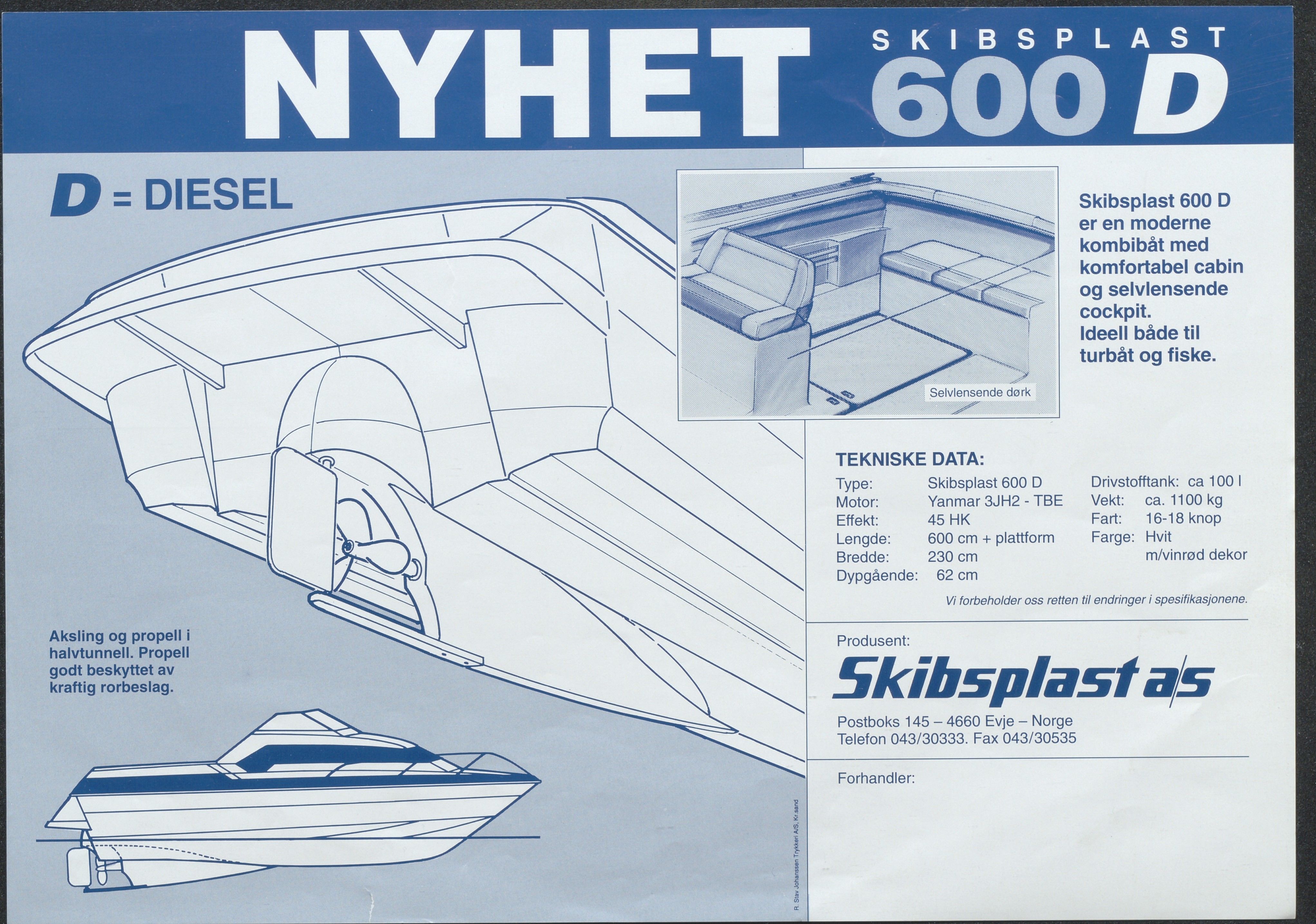 Skibsplast, AAKS/PA-2968/01/X/X01/L0002/0016: Brosjyrer / Skibsplast 600 D (1992-2000), 1992-2000
