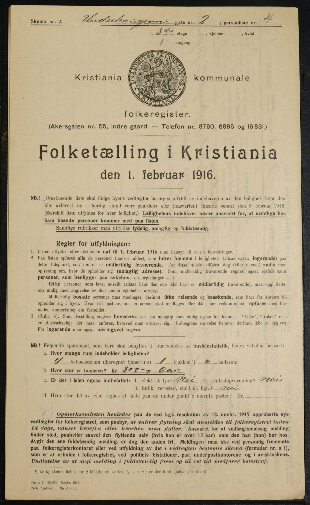 OBA, Municipal Census 1916 for Kristiania, 1916, p. 123505