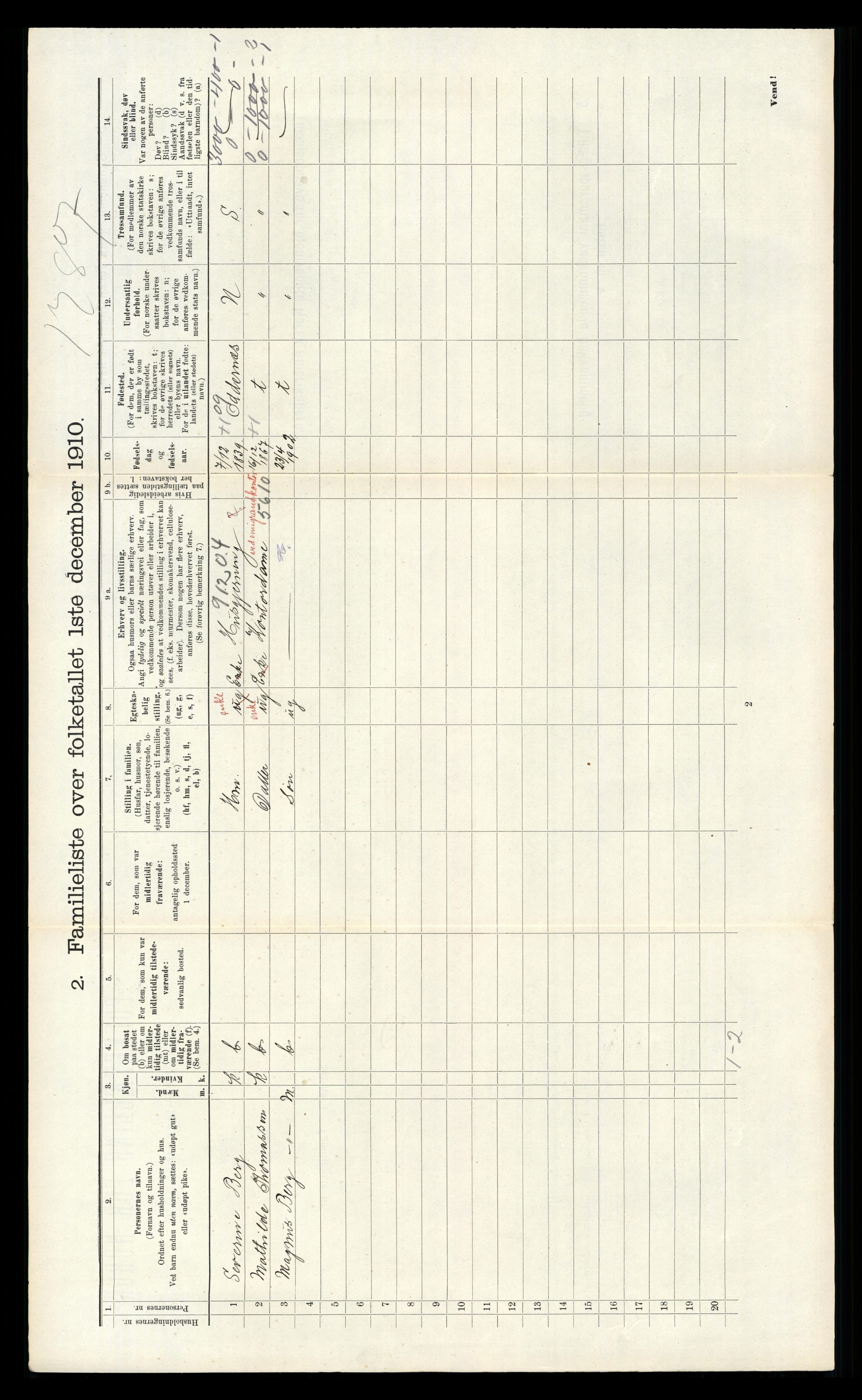 RA, 1910 census for Kristiansand, 1910, p. 1141