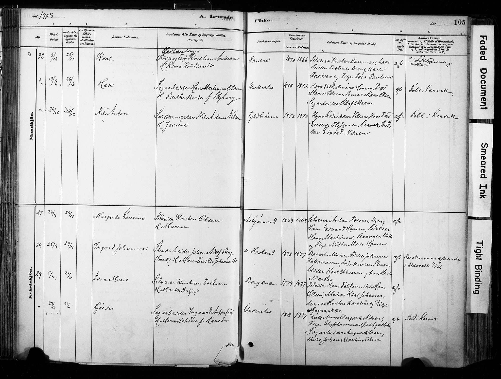 Hedrum kirkebøker, AV/SAKO-A-344/F/Fa/L0009: Parish register (official) no. I 9, 1881-1903, p. 105