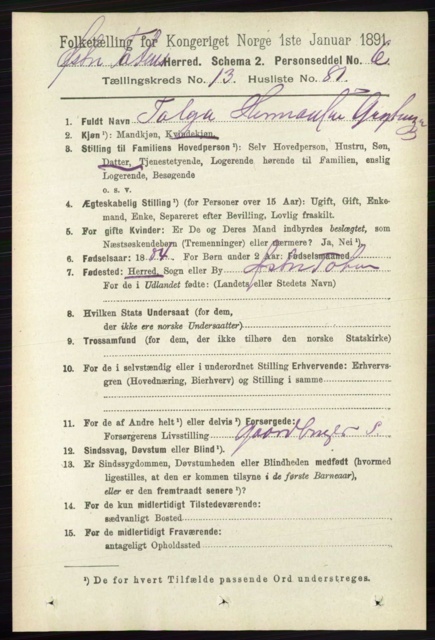 RA, 1891 census for 0528 Østre Toten, 1891, p. 8861