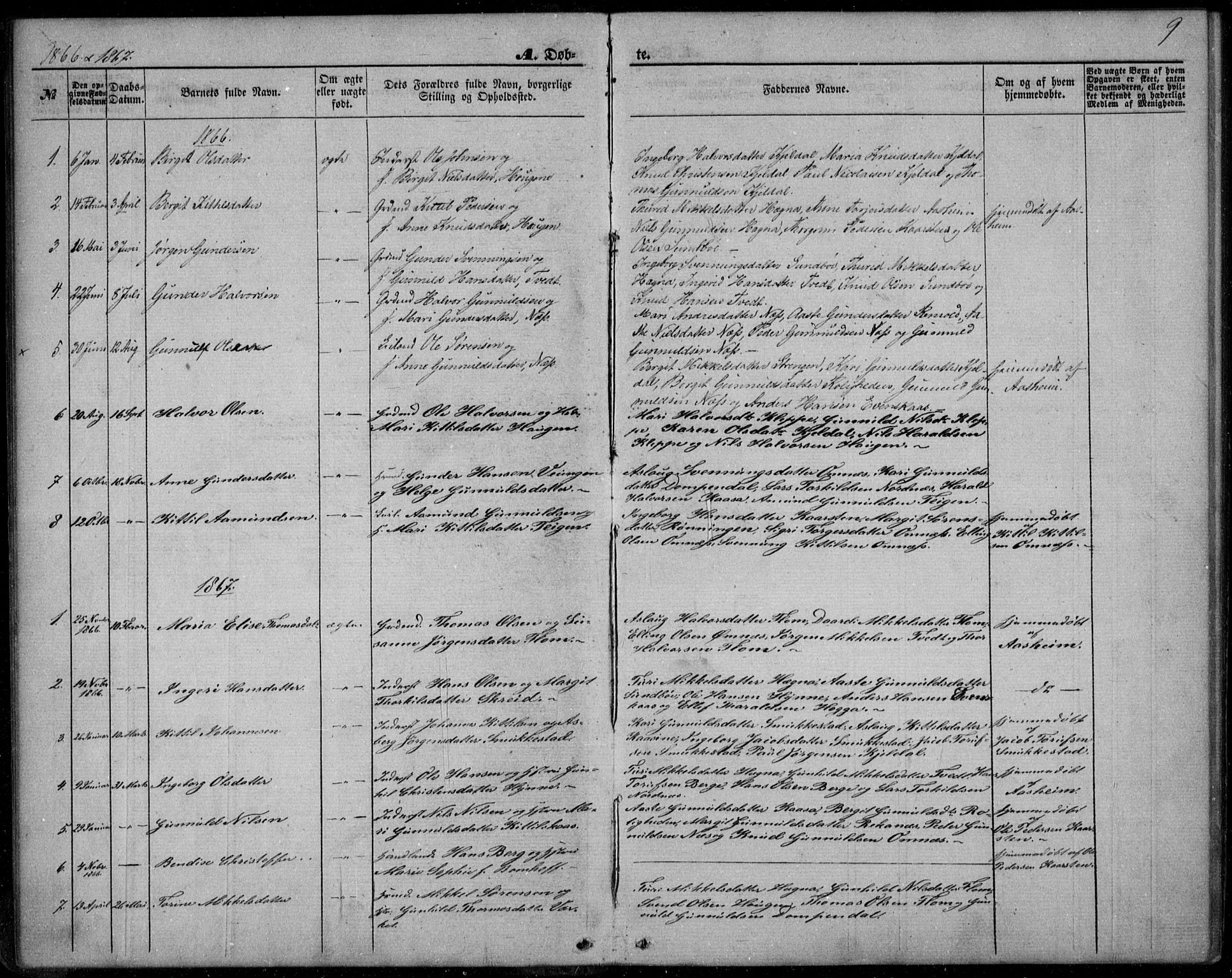 Lunde kirkebøker, SAKO/A-282/F/Fb/L0002: Parish register (official) no. II 2, 1861-1881, p. 9