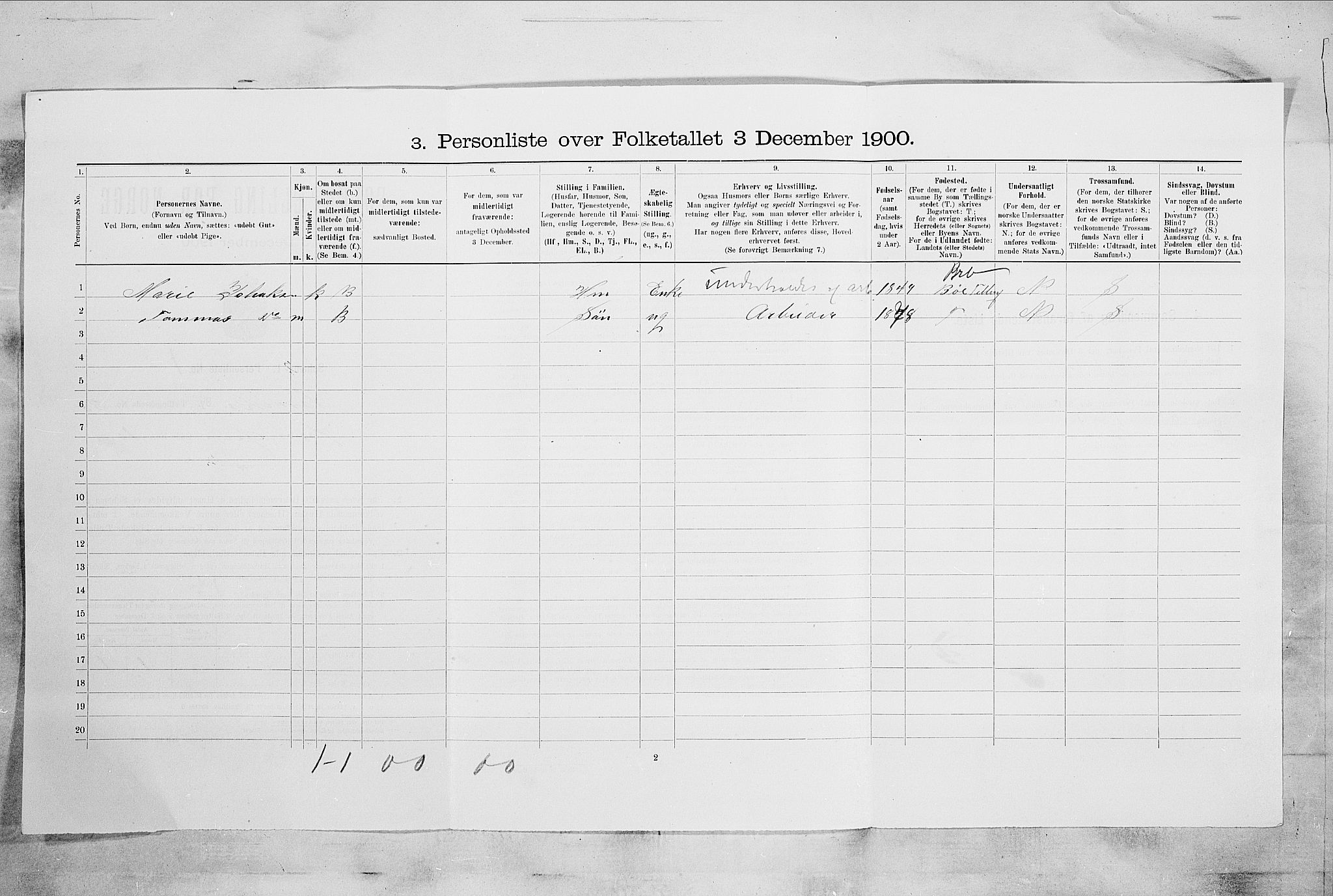 RA, 1900 census for Larvik, 1900, p. 5091