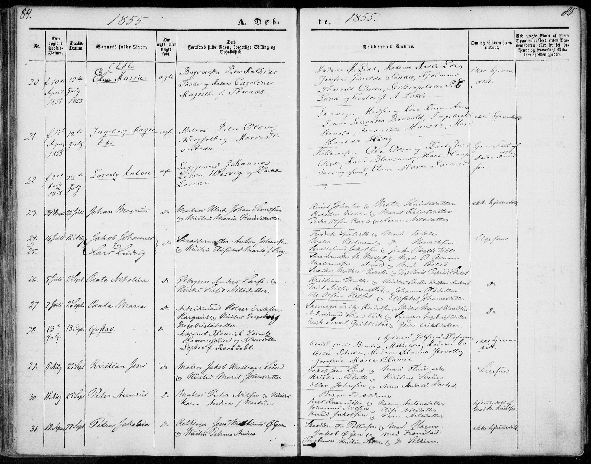 Ministerialprotokoller, klokkerbøker og fødselsregistre - Møre og Romsdal, AV/SAT-A-1454/558/L0689: Parish register (official) no. 558A03, 1843-1872, p. 84-85