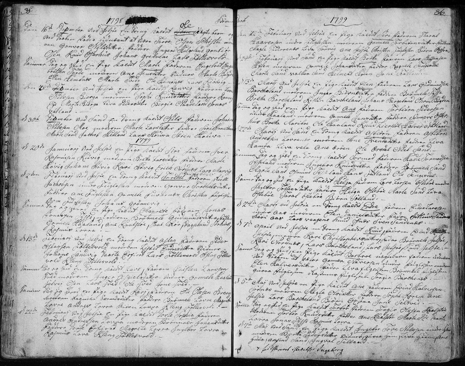 Jelsa sokneprestkontor, SAST/A-101842/01/IV: Parish register (official) no. A 4, 1796-1816, p. 35-36