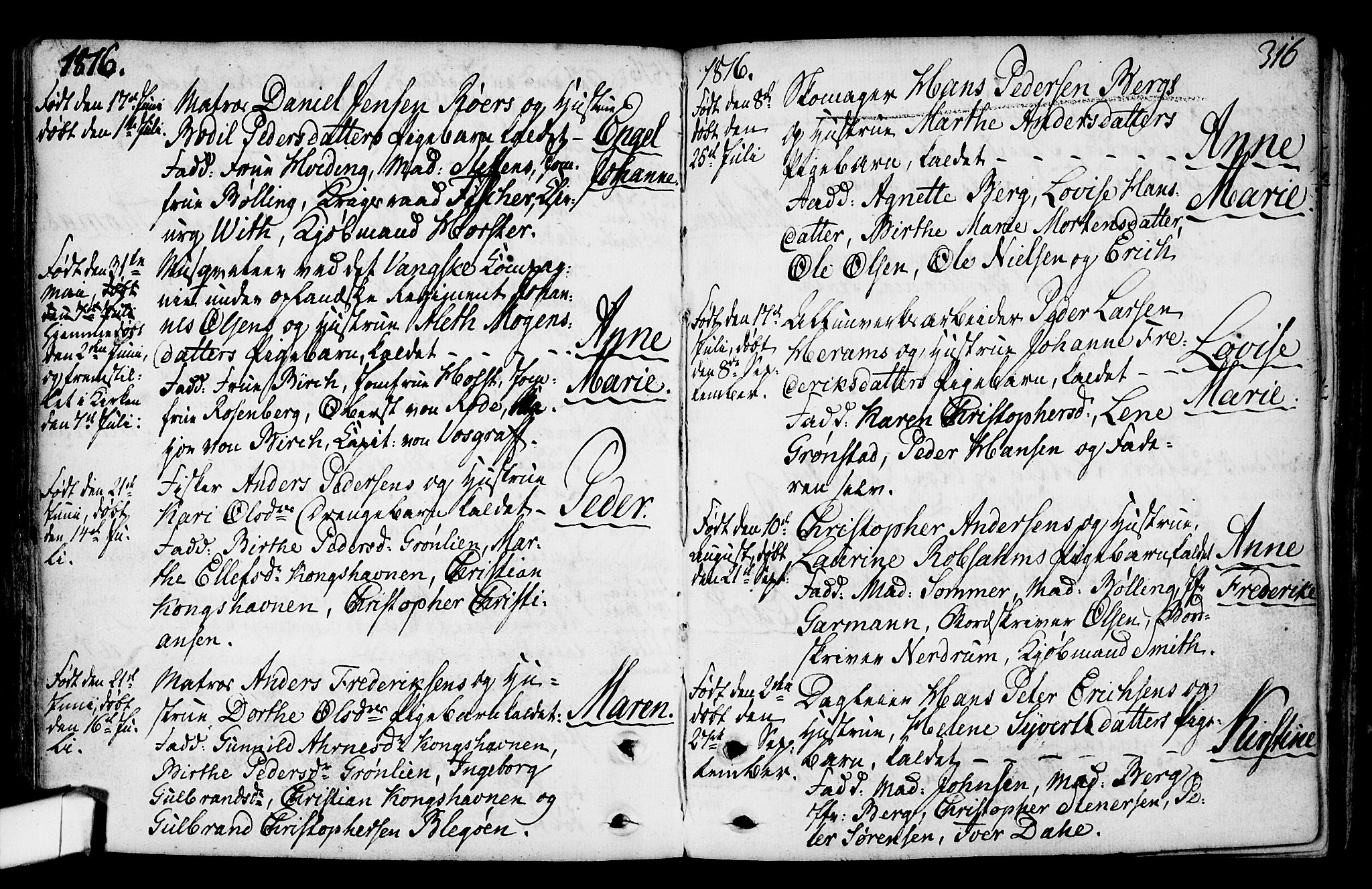 Gamlebyen prestekontor Kirkebøker, AV/SAO-A-10884/F/Fa/L0001: Parish register (official) no. 1, 1734-1818, p. 316