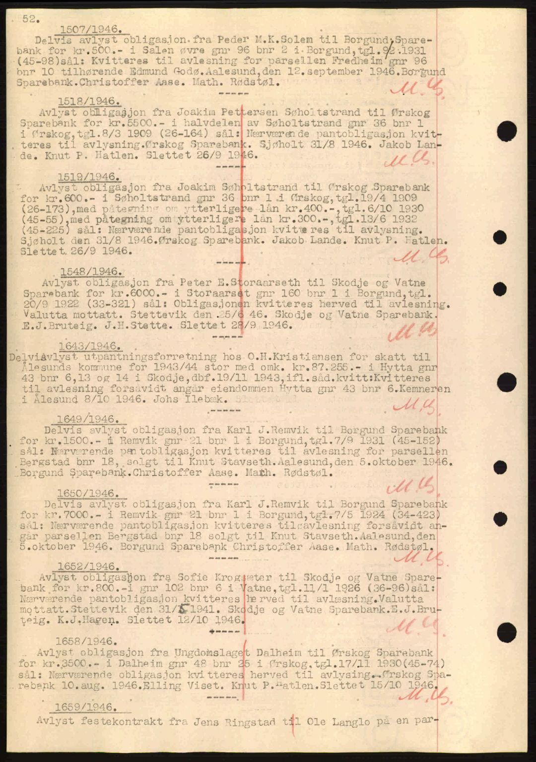 Nordre Sunnmøre sorenskriveri, SAT/A-0006/1/2/2C/2Ca: Mortgage book no. B6-14 a, 1942-1945, Diary no: : 1507/1946