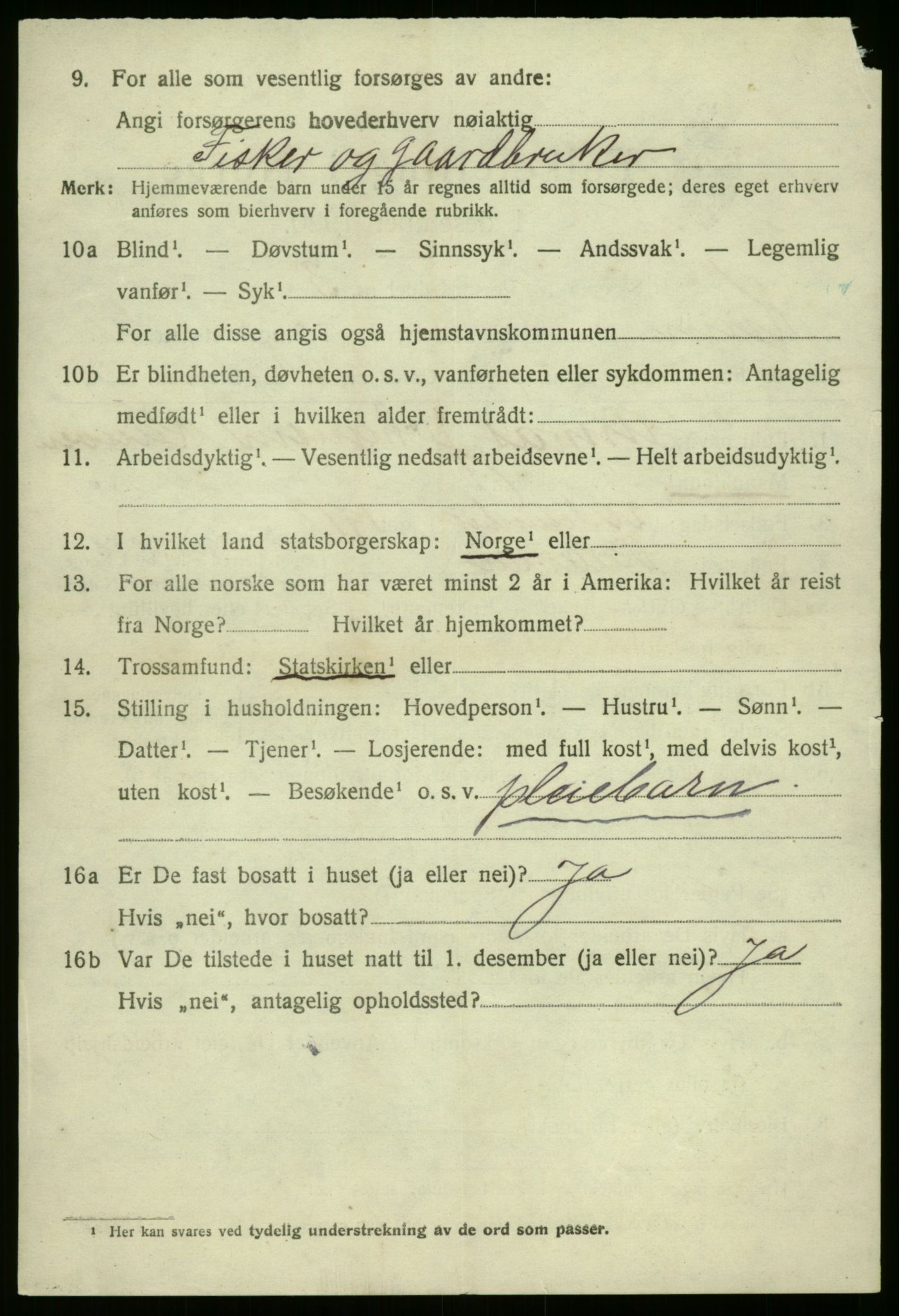 SAB, 1920 census for Kinn, 1920, p. 6990