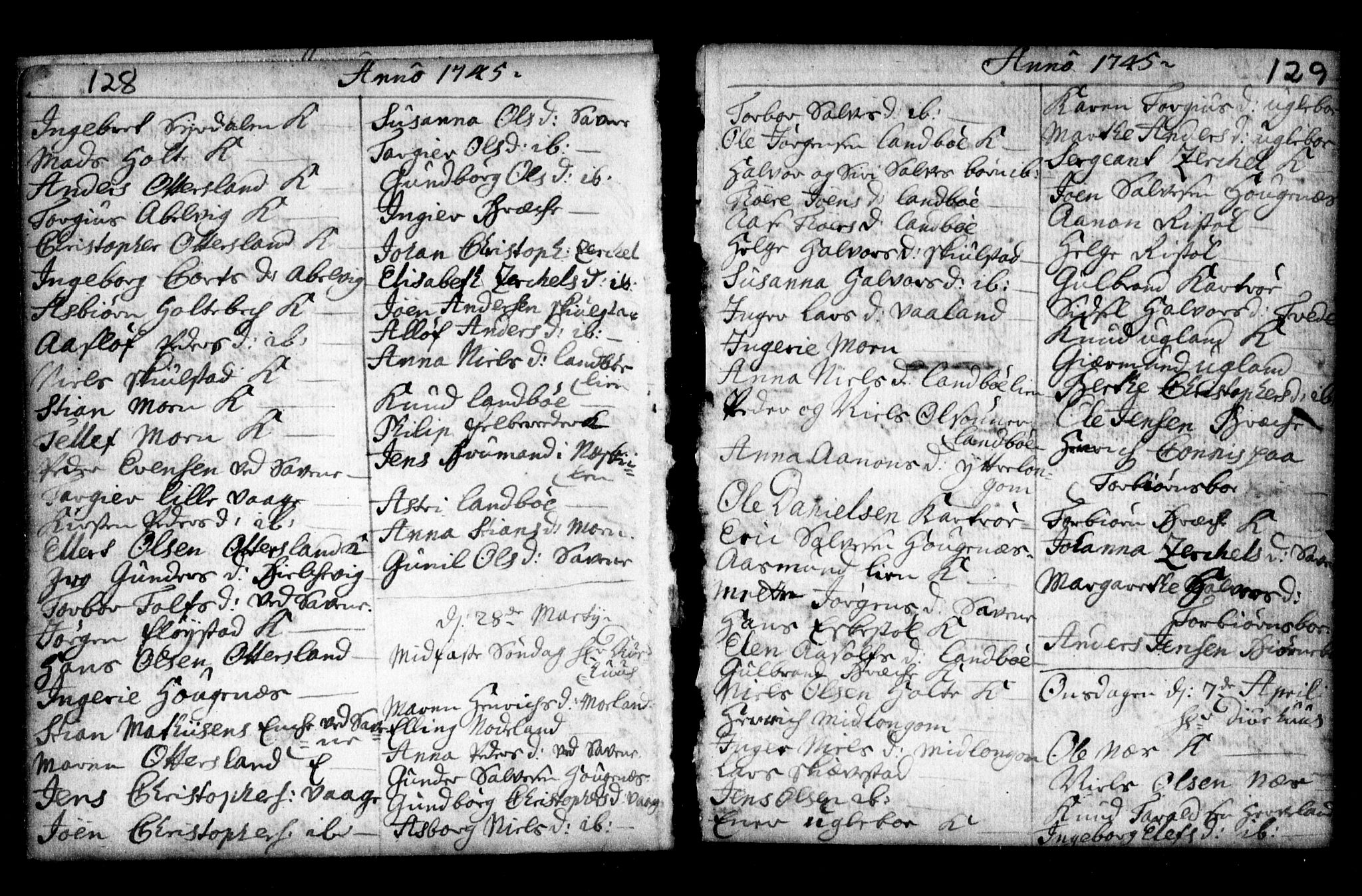 Holt sokneprestkontor, AV/SAK-1111-0021/F/Fa/L0002: Parish register (official) no. A 2, 1739-1753, p. 128-129