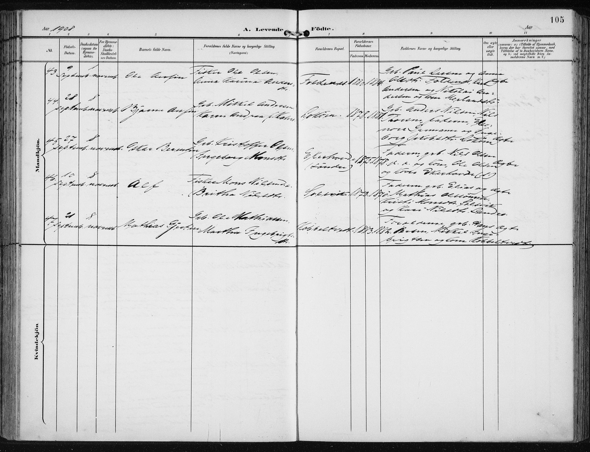 Fjell sokneprestembete, SAB/A-75301/H/Haa: Parish register (official) no. A  9, 1899-1910, p. 105