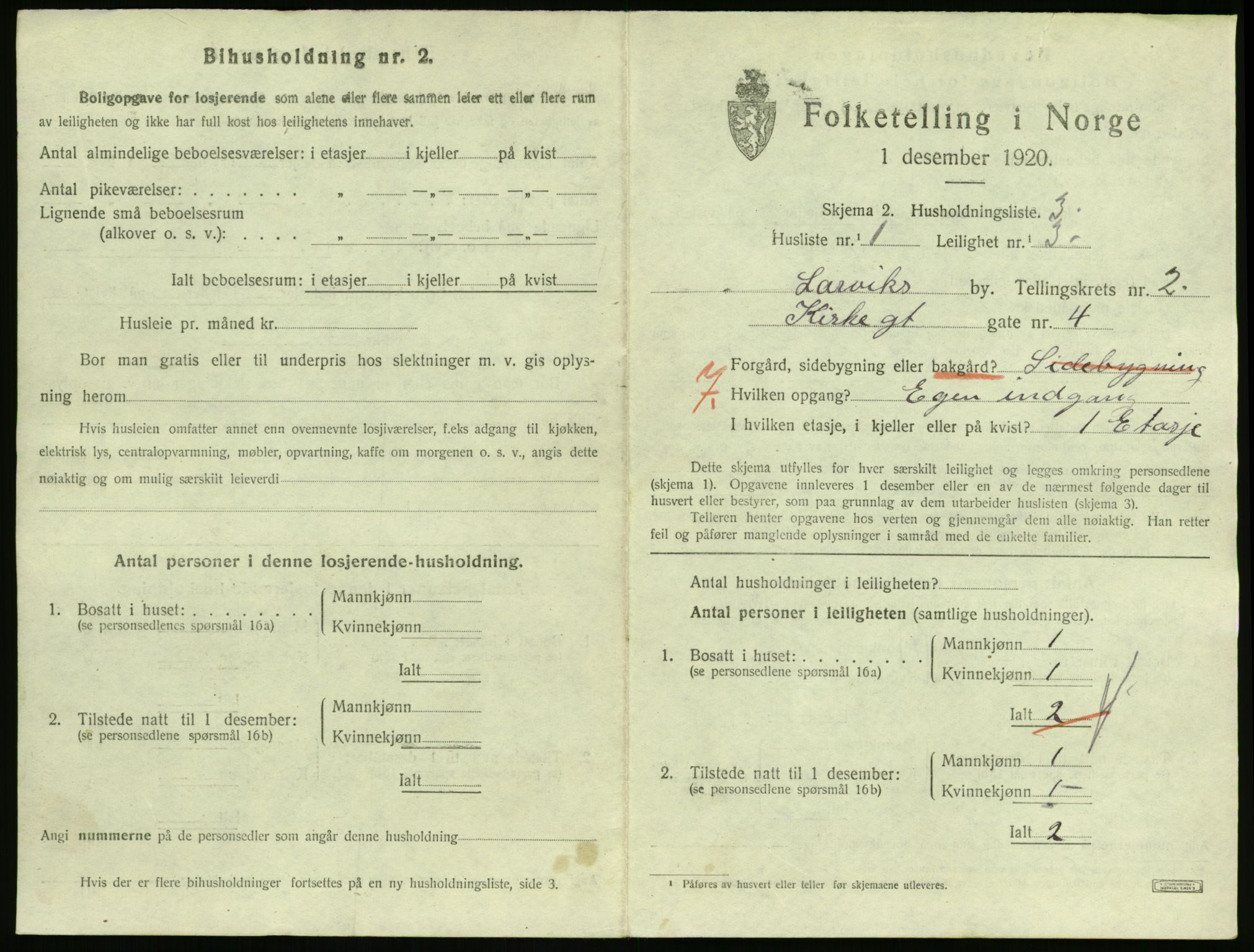 SAKO, 1920 census for Larvik, 1920, p. 3432