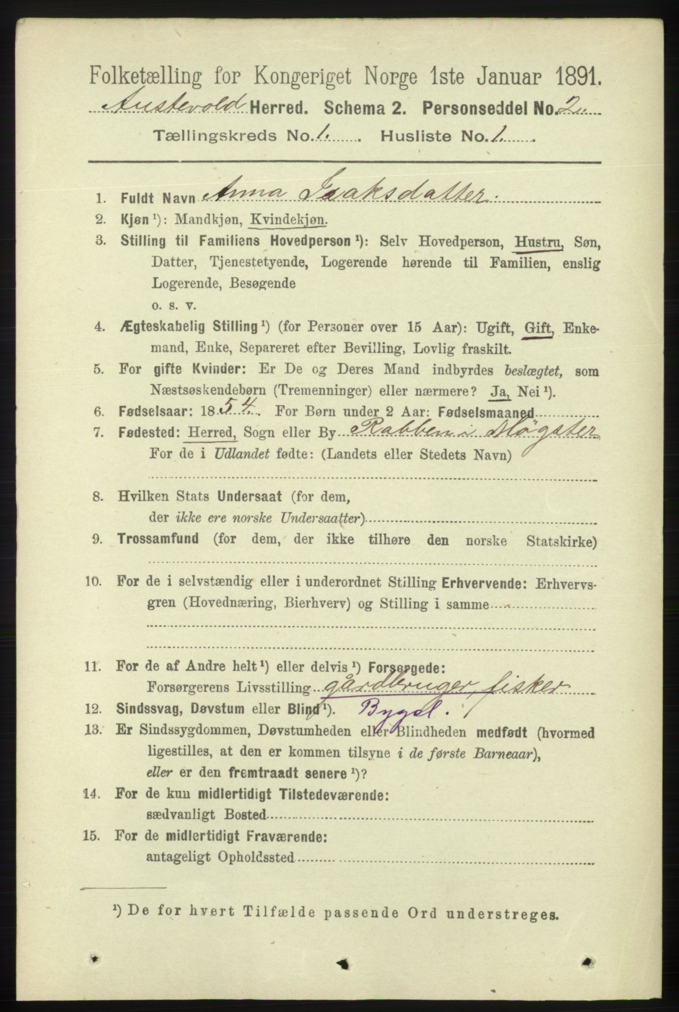 RA, 1891 census for 1244 Austevoll, 1891, p. 99