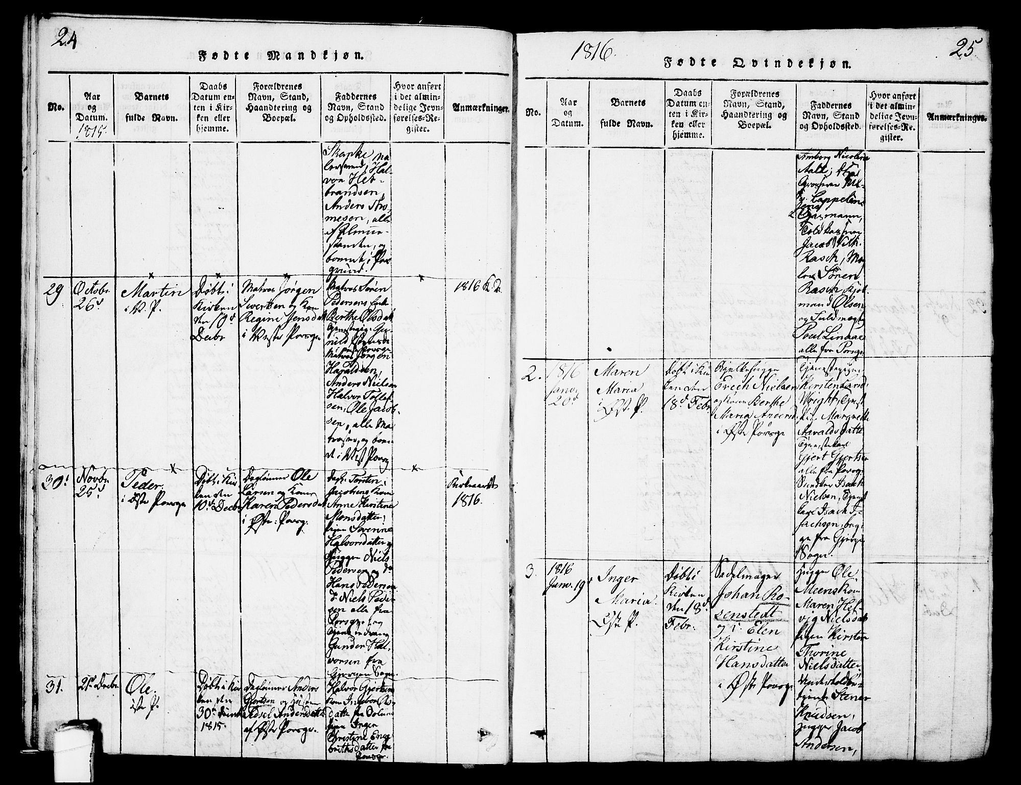 Porsgrunn kirkebøker , SAKO/A-104/G/Gb/L0001: Parish register (copy) no. II 1, 1817-1828, p. 24-25