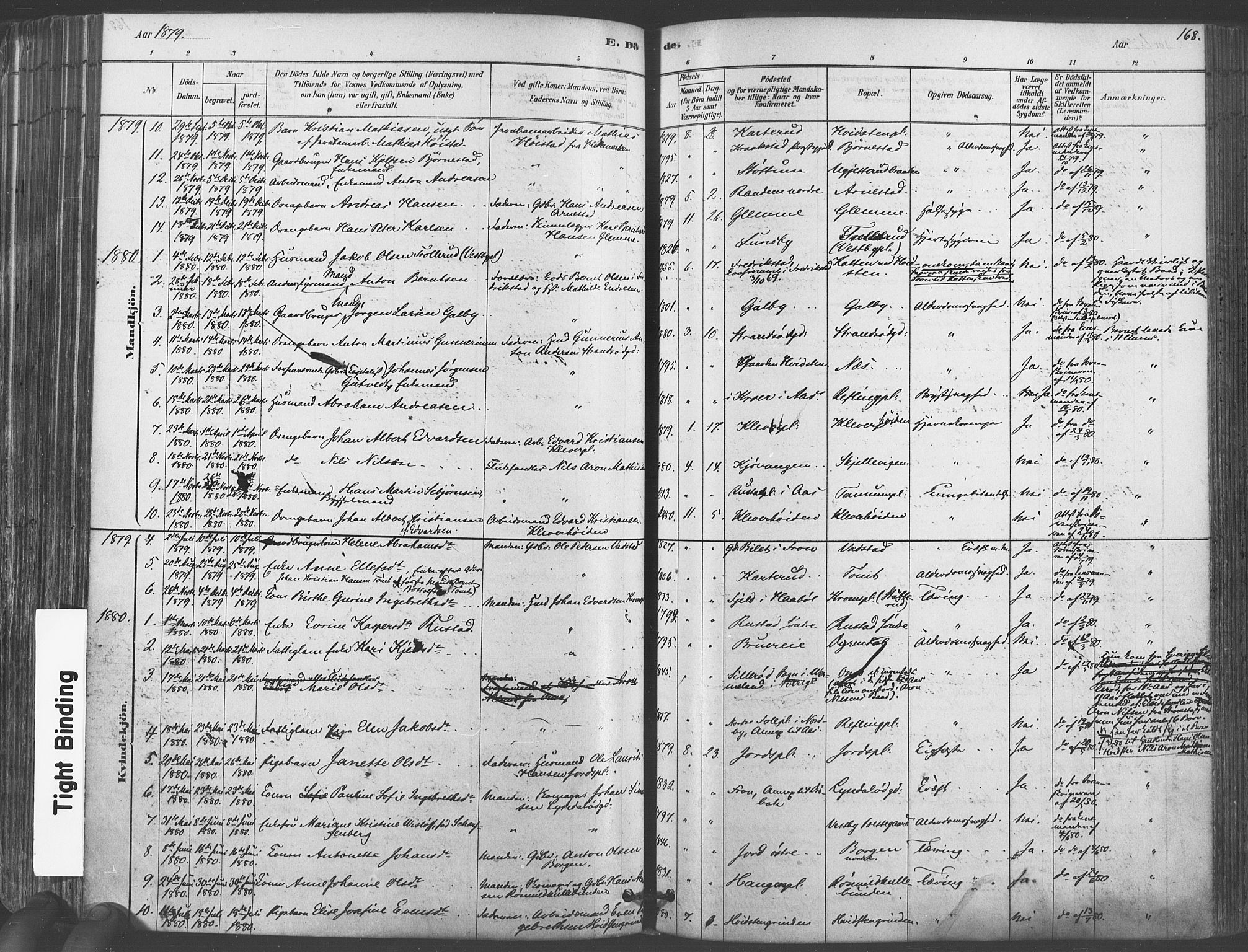 Vestby prestekontor Kirkebøker, SAO/A-10893/F/Fa/L0009: Parish register (official) no. I 9, 1878-1900, p. 168