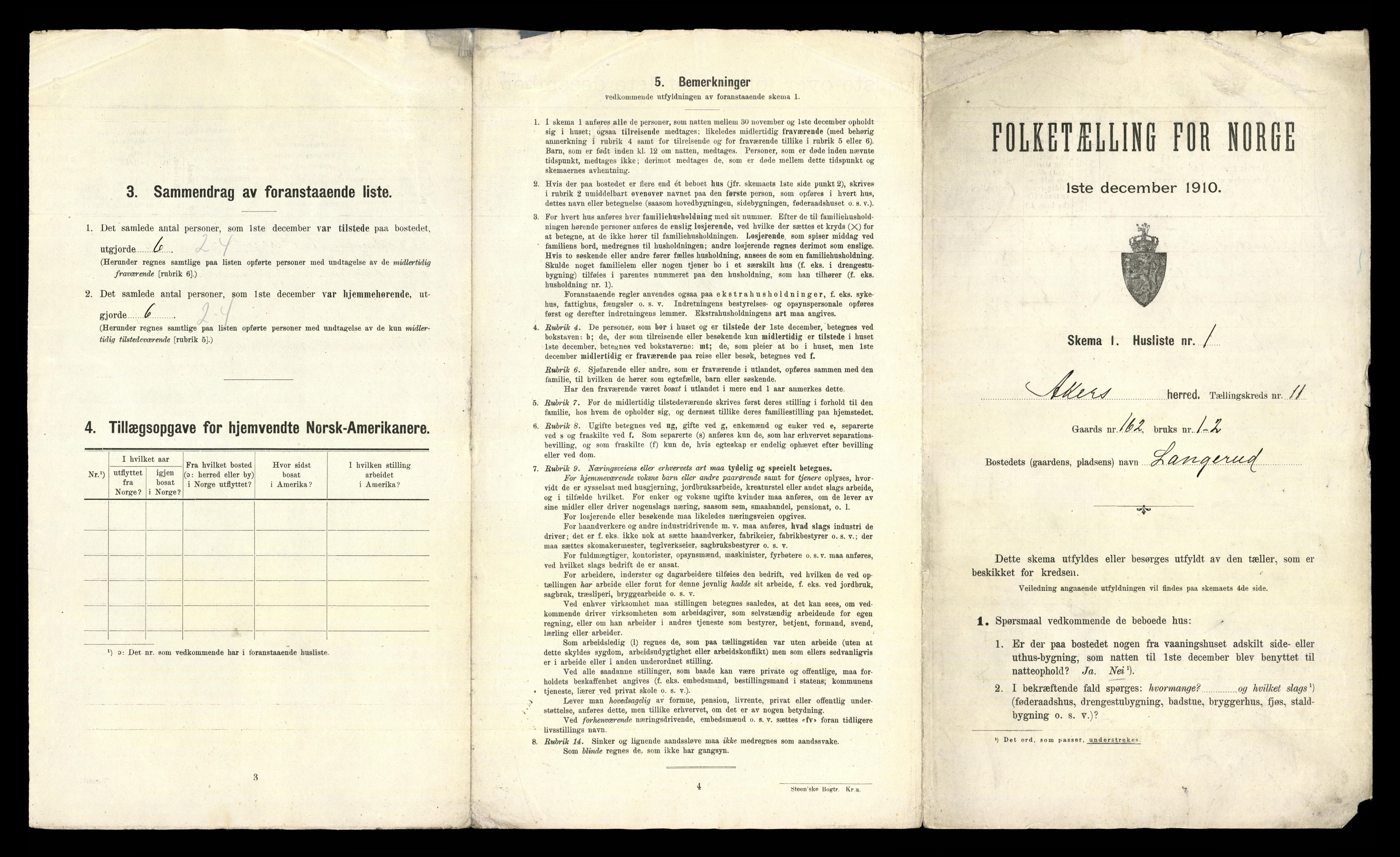 RA, 1910 census for Aker, 1910, p. 3349