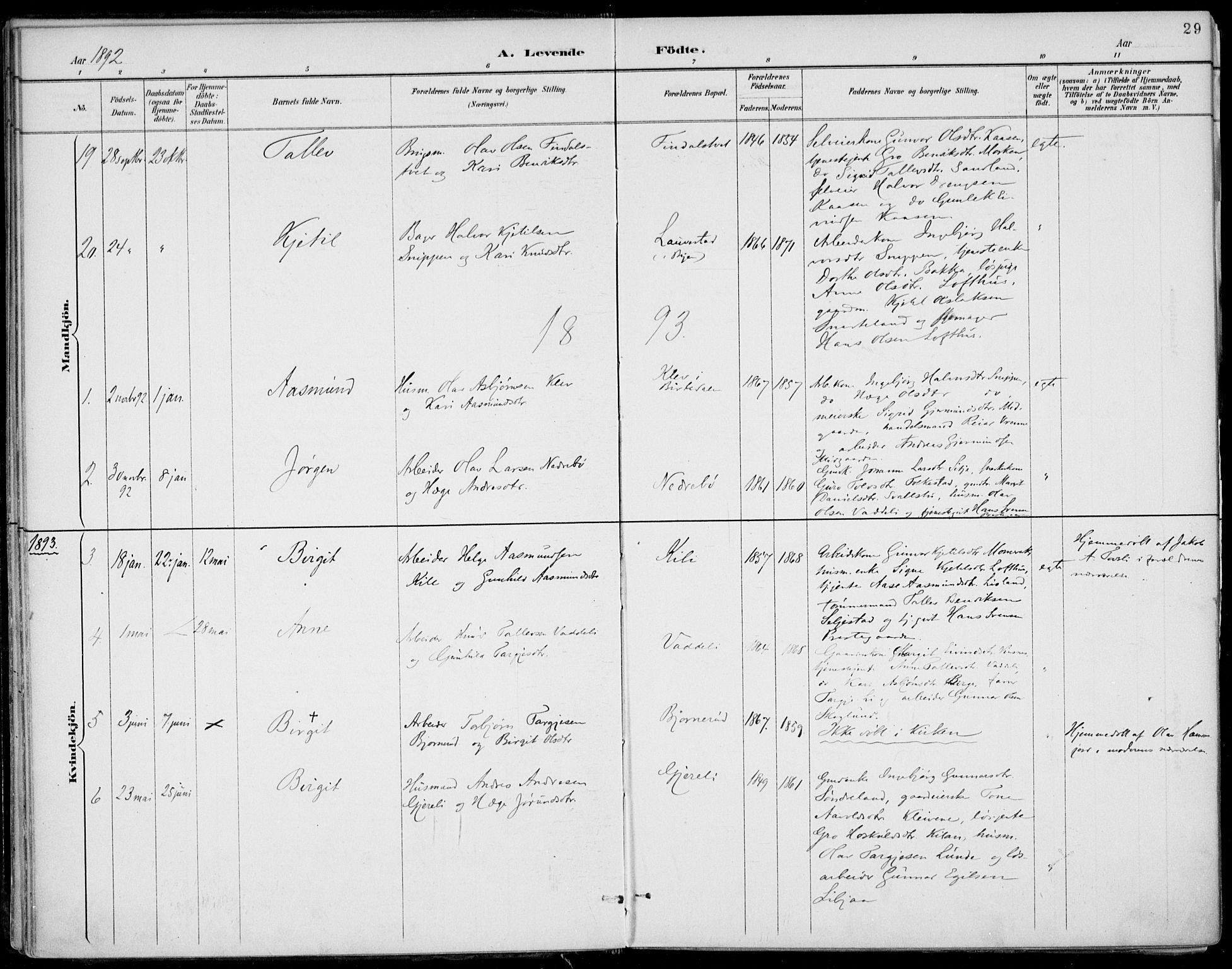 Fyresdal kirkebøker, SAKO/A-263/F/Fa/L0007: Parish register (official) no. I 7, 1887-1914, p. 29