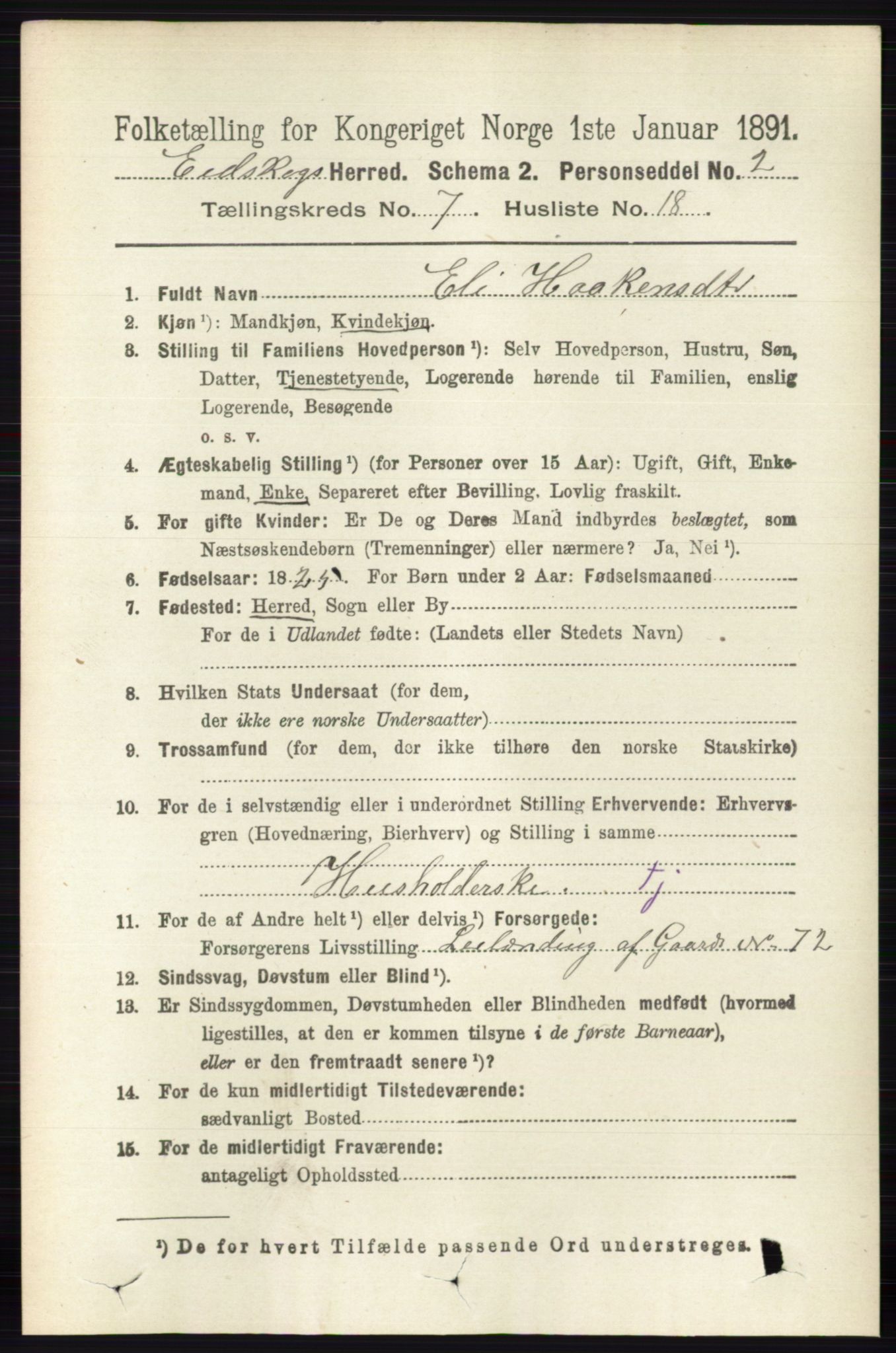 RA, 1891 census for 0420 Eidskog, 1891, p. 3791