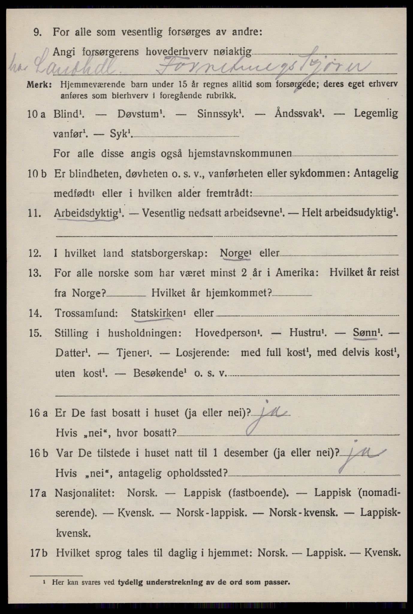 SAT, 1920 census for Orkanger, 1920, p. 3986