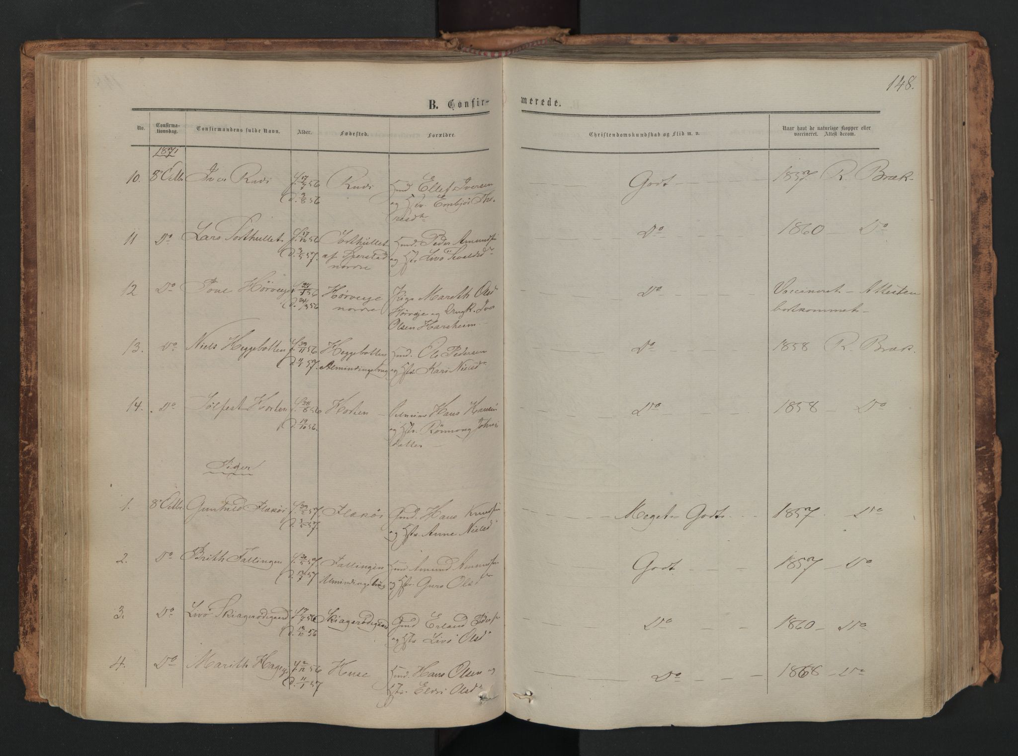 Skjåk prestekontor, SAH/PREST-072/H/Ha/Haa/L0001: Parish register (official) no. 1, 1863-1879, p. 148