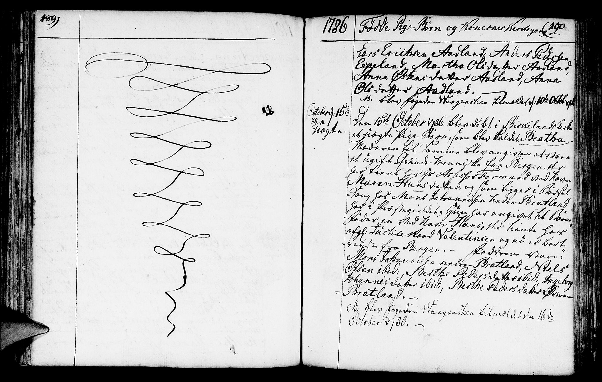 Fana Sokneprestembete, AV/SAB-A-75101/H/Haa/Haaa/L0005: Parish register (official) no. A 5, 1773-1799, p. 189-190