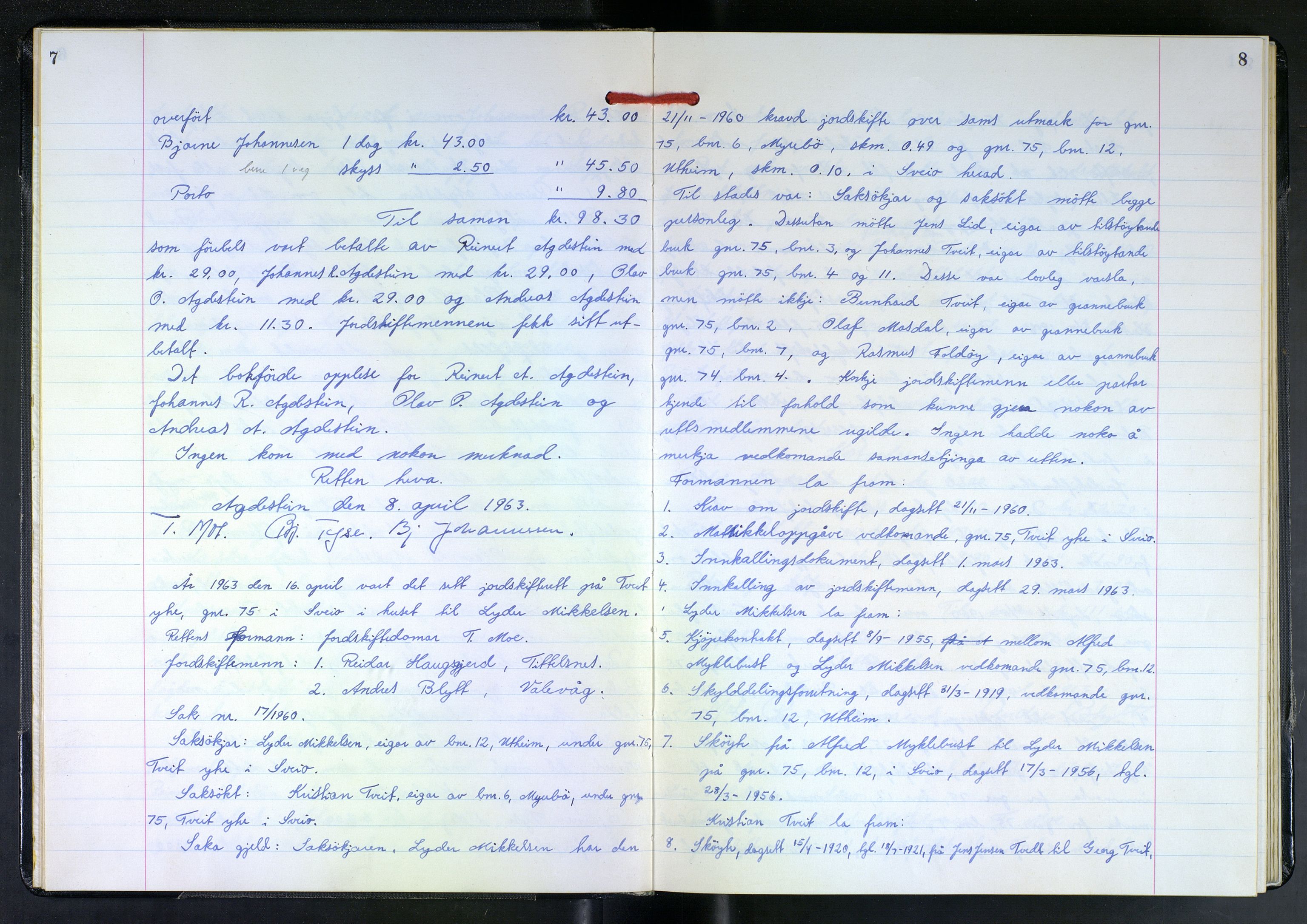 Hordaland jordskiftedøme - VI Sunnhordland jordskiftedistrikt, AV/SAB-A-7301/A/Aa/L0045: Forhandlingsprotokoll, 1963-1966, p. 7-8