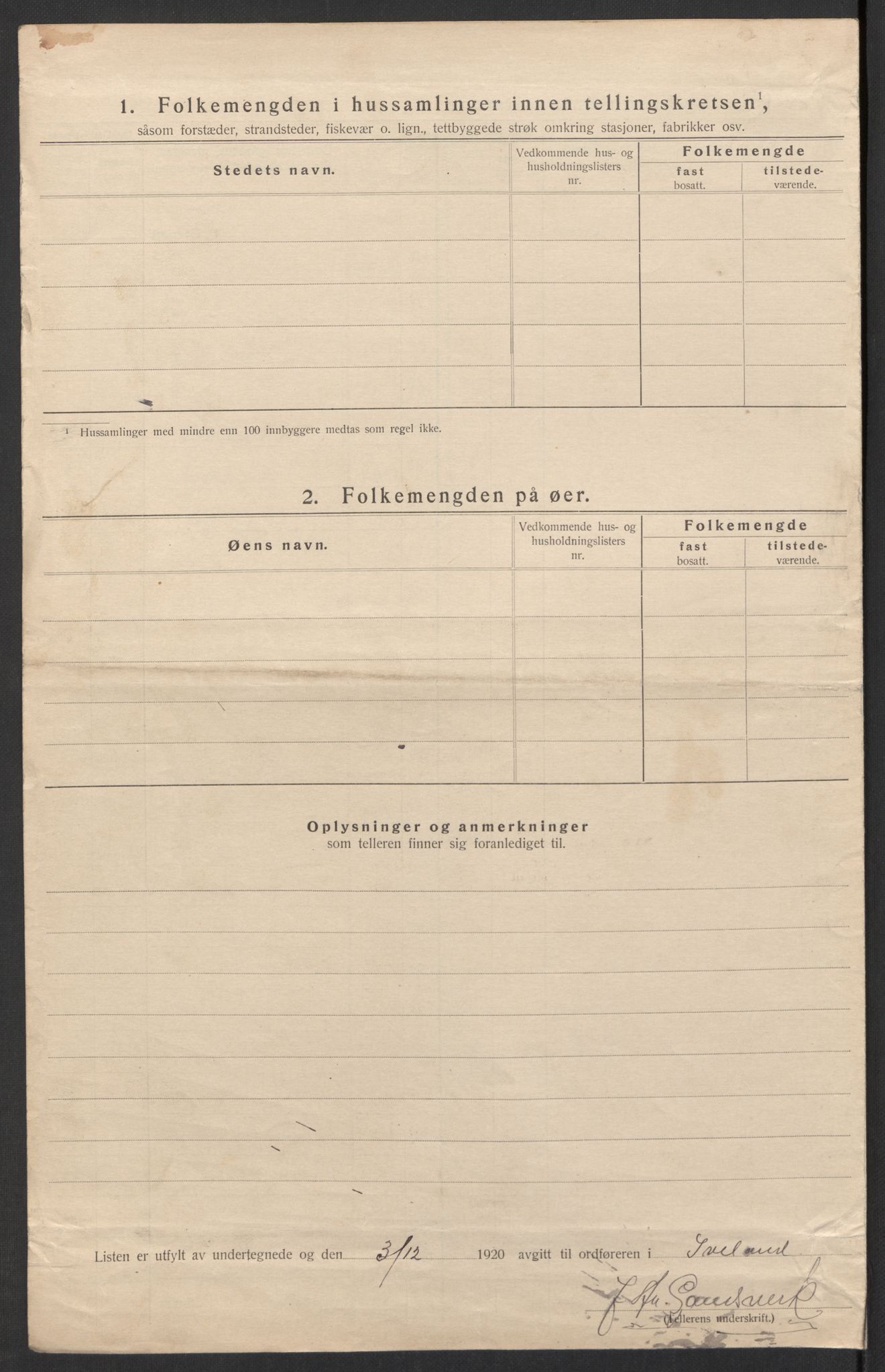 SAK, 1920 census for Iveland, 1920, p. 29