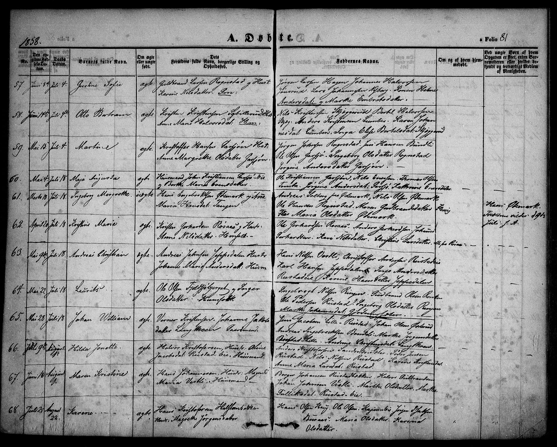 Hurdal prestekontor Kirkebøker, AV/SAO-A-10889/F/Fa/L0005: Parish register (official) no. I 5, 1846-1859, p. 81