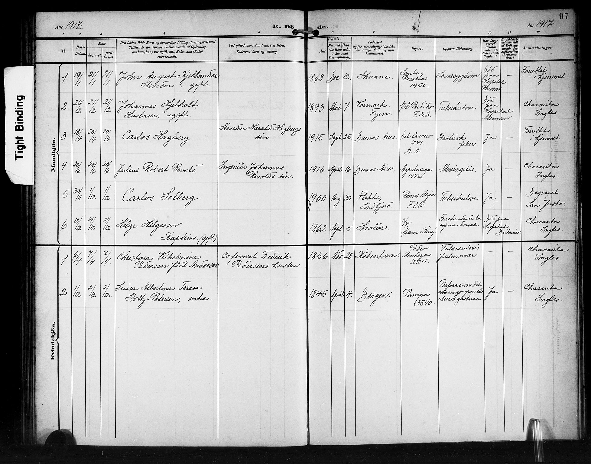 Den norske sjømannsmisjon i utlandet/Syd-Amerika (Buenos Aires m.fl.), AV/SAB-SAB/PA-0118/H/Ha/L0002: Parish register (official) no. A 2, 1899-1919, p. 97