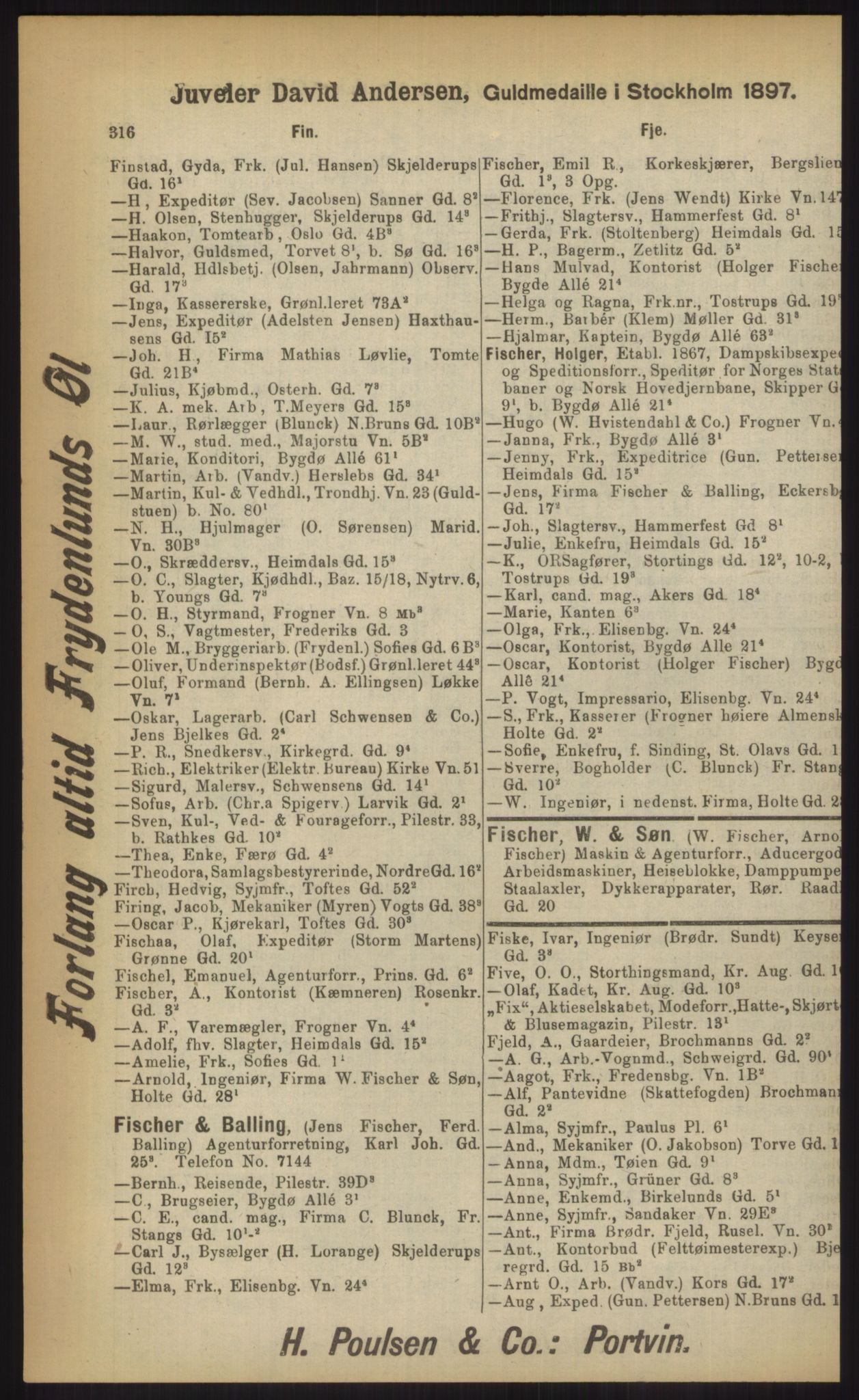 Kristiania/Oslo adressebok, PUBL/-, 1903, p. 316