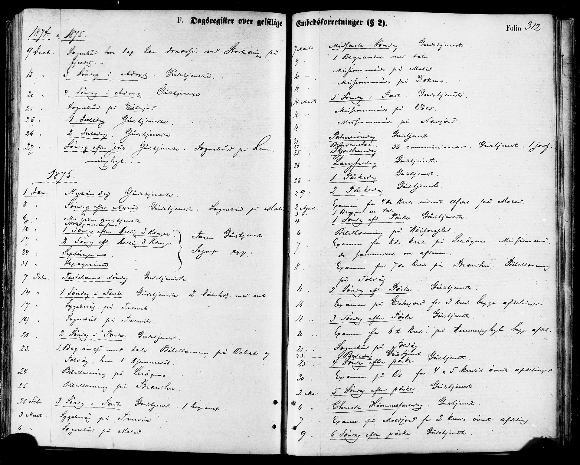 Ministerialprotokoller, klokkerbøker og fødselsregistre - Nordland, SAT/A-1459/846/L0645: Parish register (official) no. 846A03, 1872-1886, p. 312