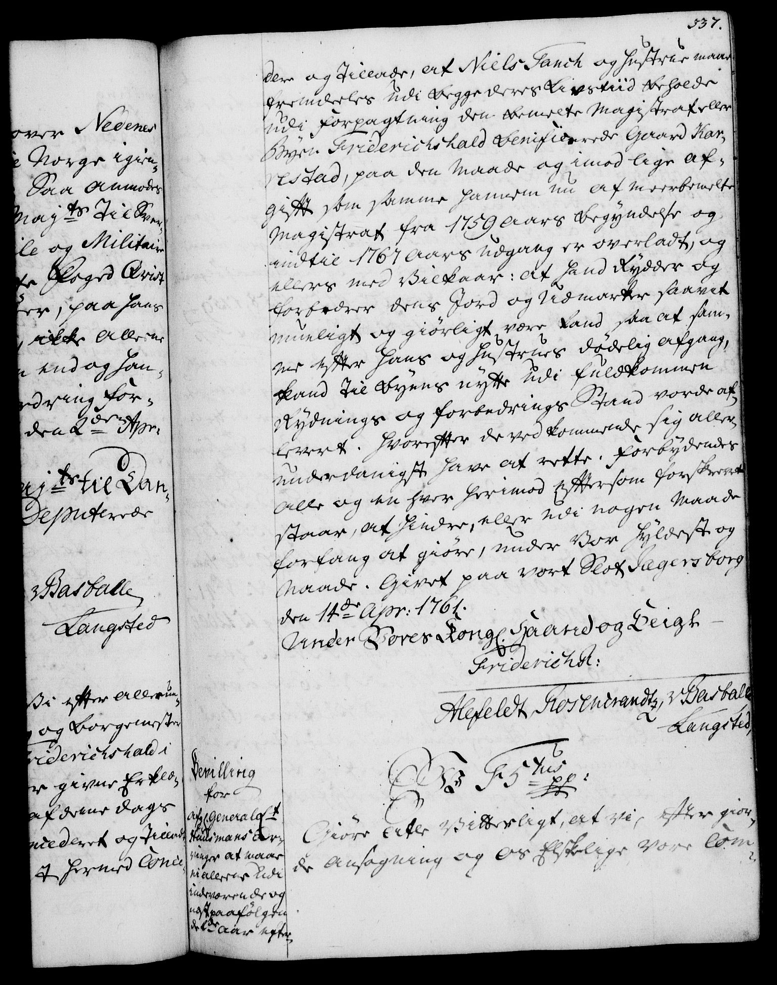 Rentekammeret, Kammerkanselliet, AV/RA-EA-3111/G/Gg/Gga/L0007: Norsk ekspedisjonsprotokoll med register (merket RK 53.7), 1759-1768, p. 337