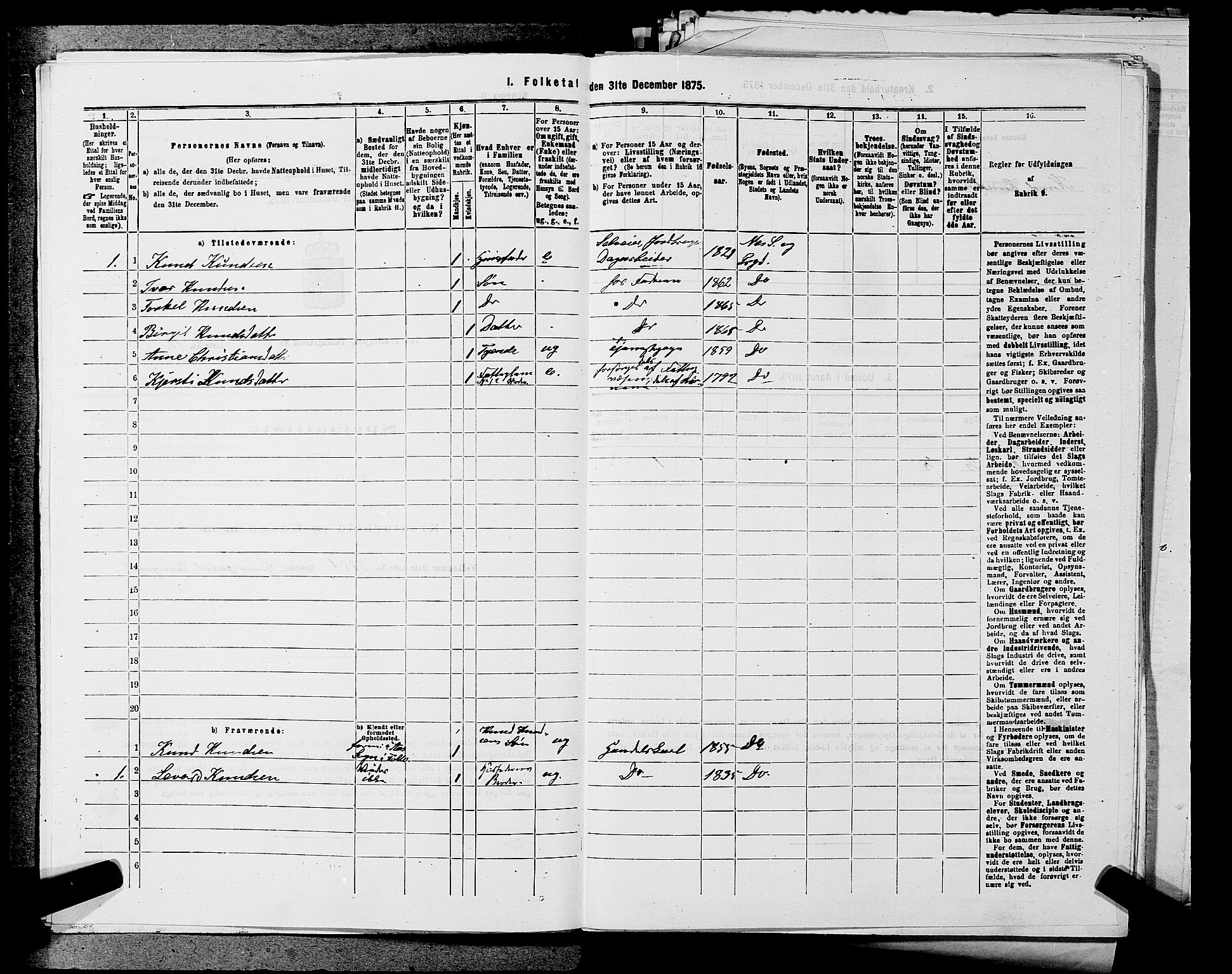 SAKO, 1875 census for 0616P Nes, 1875, p. 217