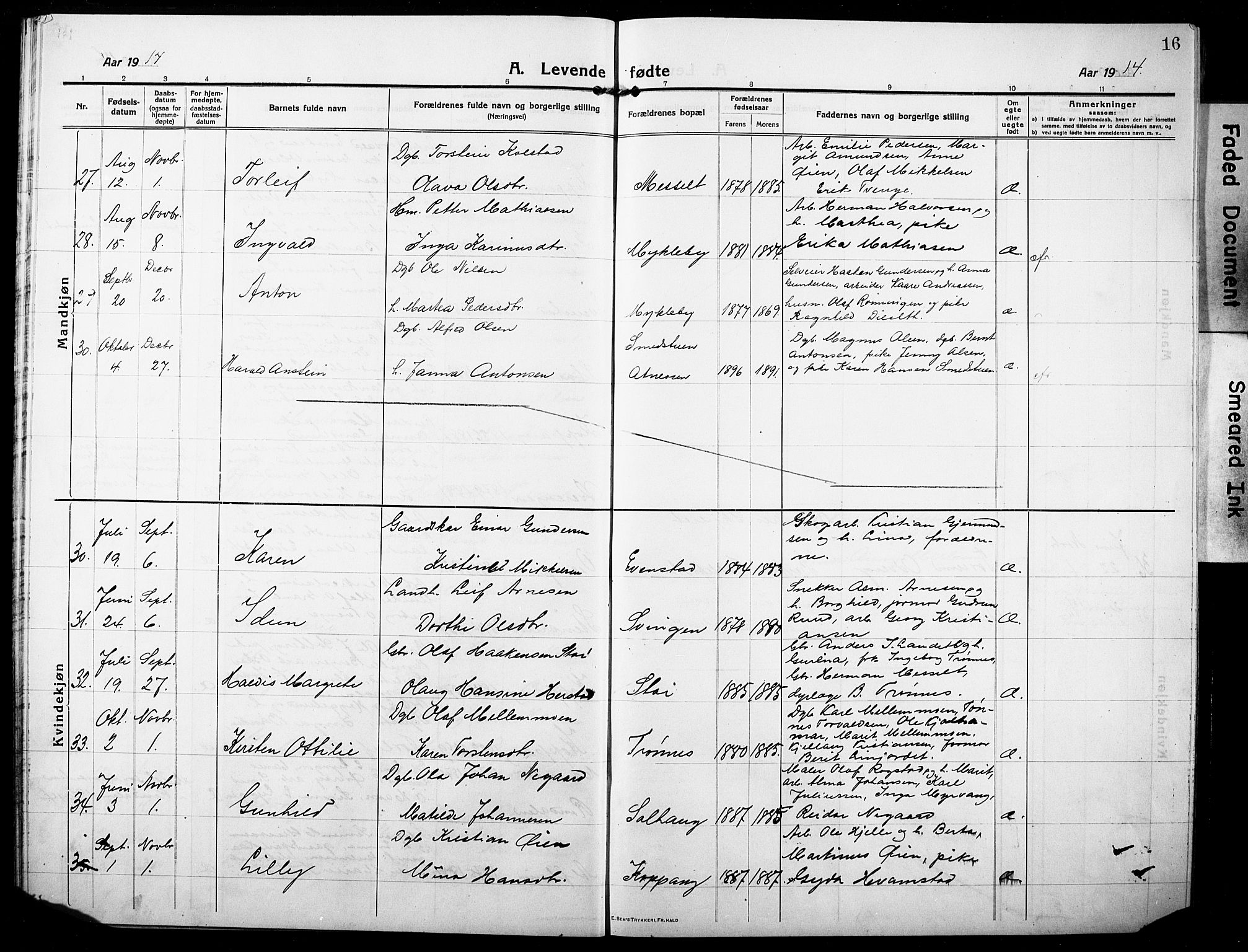 Stor-Elvdal prestekontor, AV/SAH-PREST-052/H/Ha/Hab/L0005: Parish register (copy) no. 5, 1913-1932, p. 16