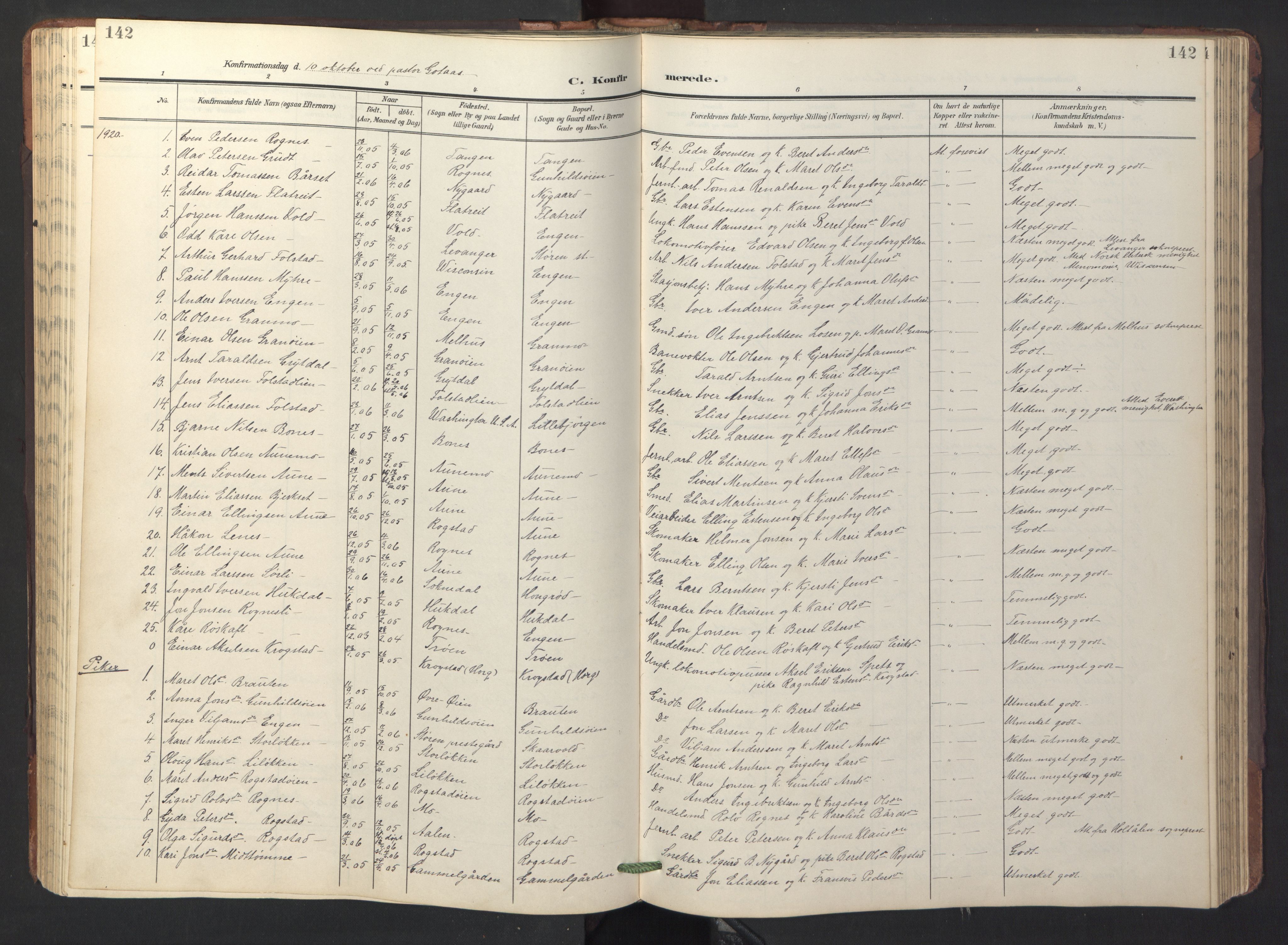 Ministerialprotokoller, klokkerbøker og fødselsregistre - Sør-Trøndelag, SAT/A-1456/687/L1019: Parish register (copy) no. 687C03, 1904-1931, p. 142