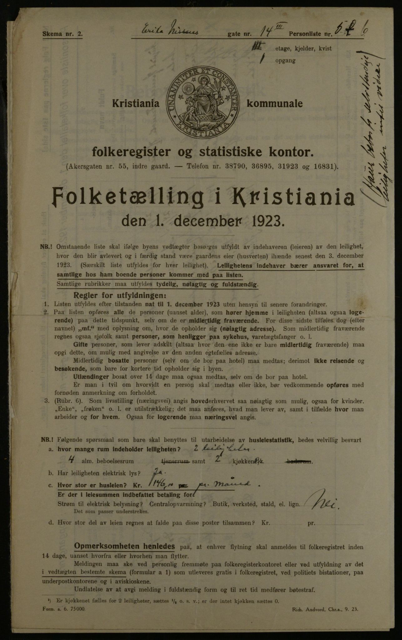 OBA, Municipal Census 1923 for Kristiania, 1923, p. 24738