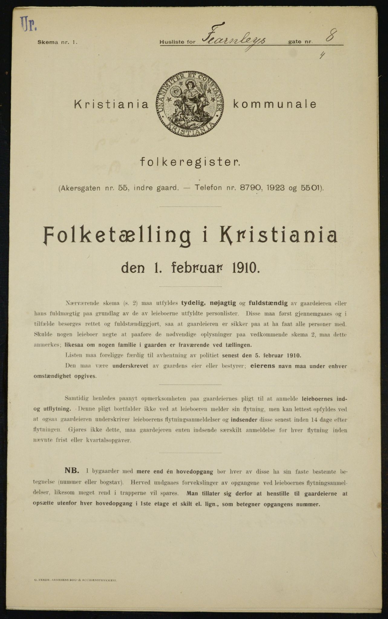 OBA, Municipal Census 1910 for Kristiania, 1910, p. 22522