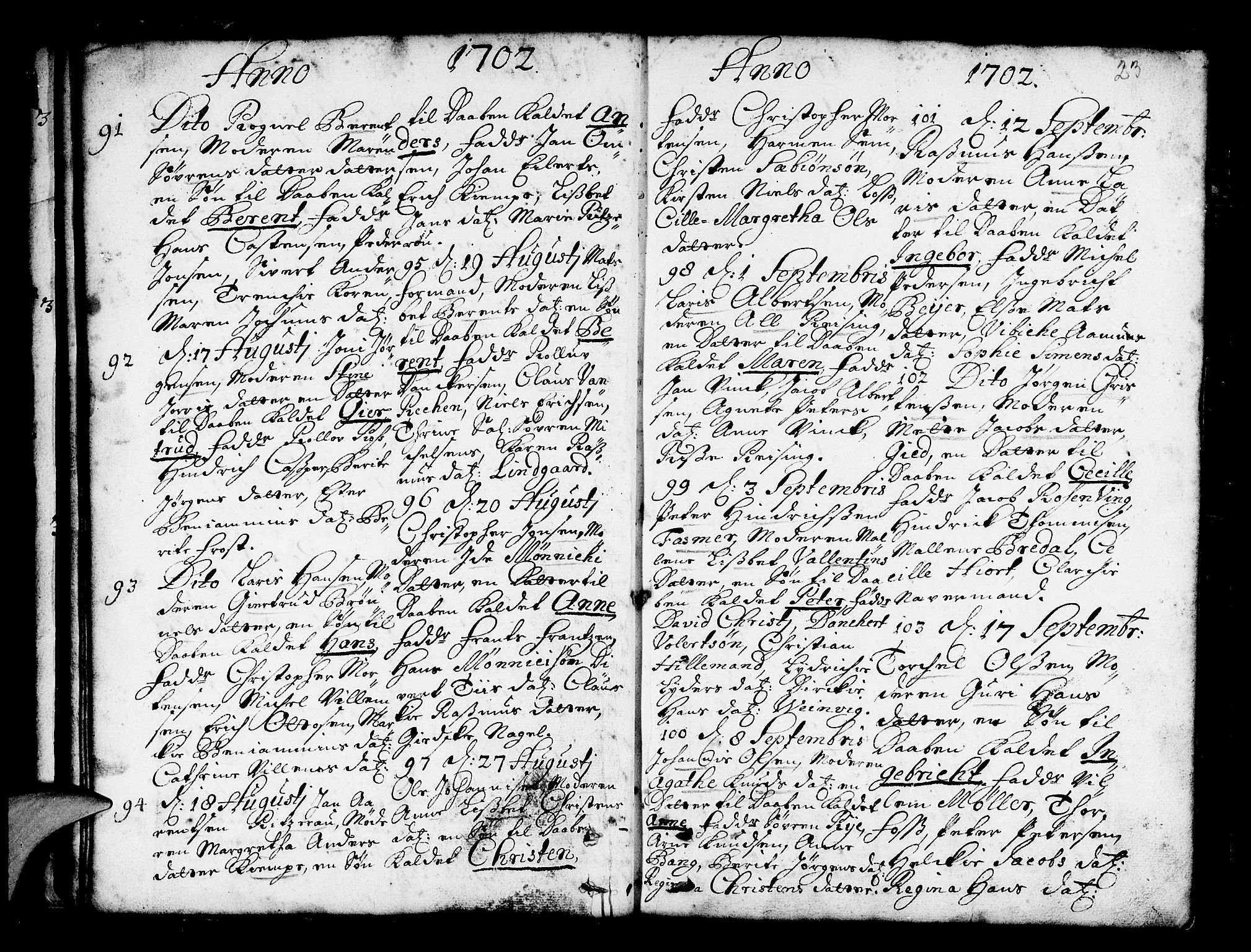 Nykirken Sokneprestembete, SAB/A-77101/H/Haa/L0002: Parish register (official) no. A 2, 1700-1723, p. 23