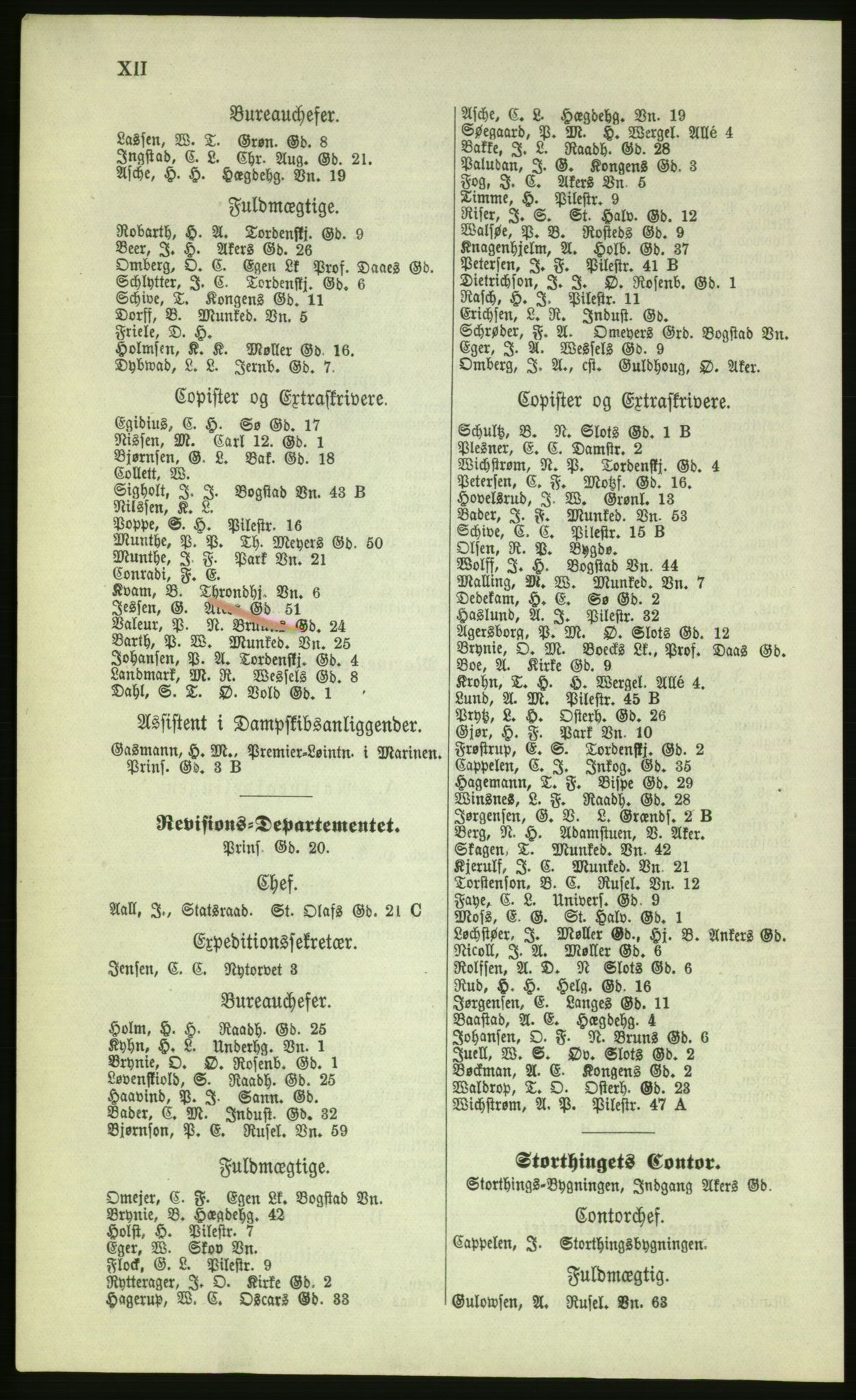 Kristiania/Oslo adressebok, PUBL/-, 1879, p. XII