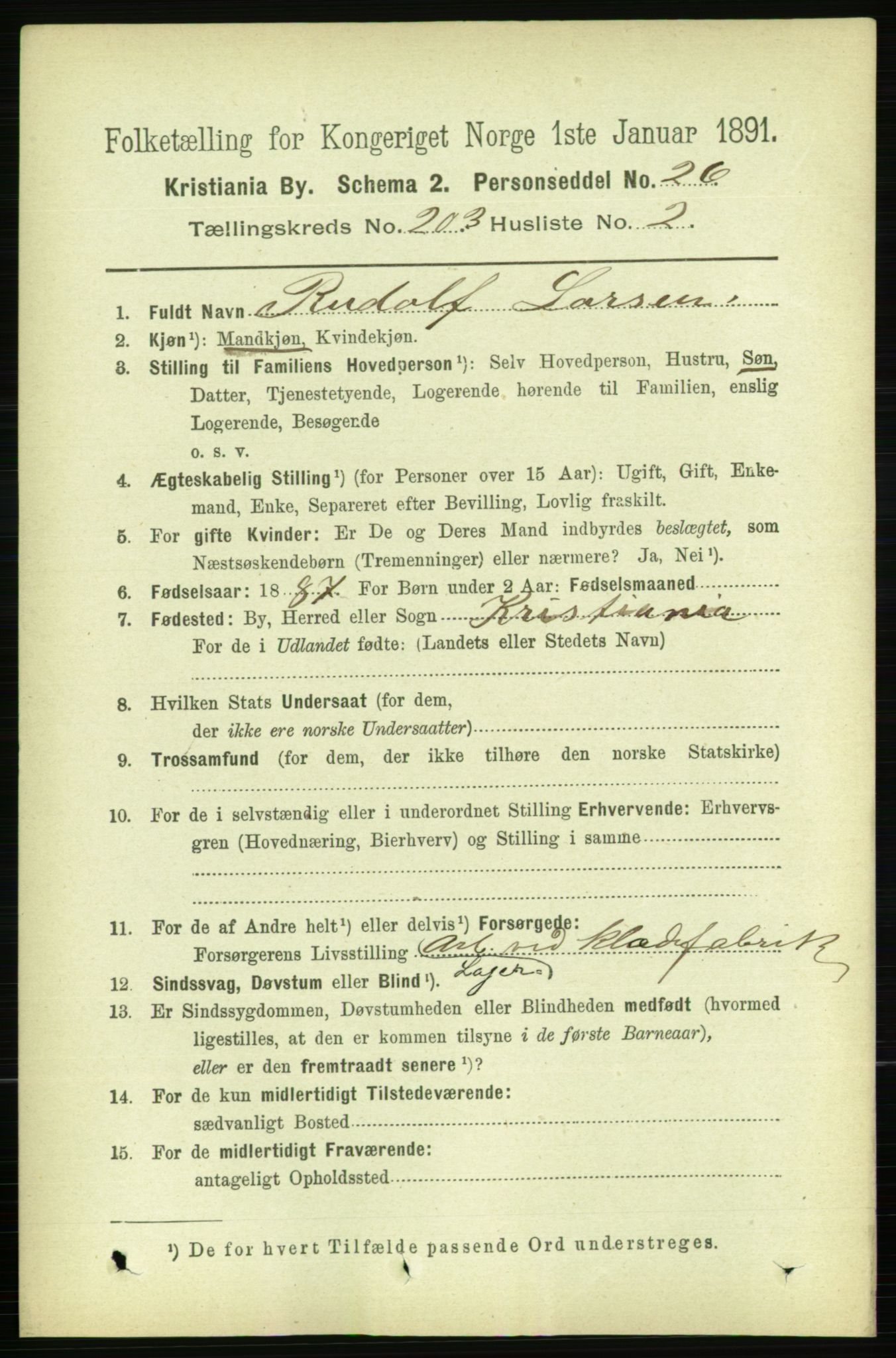 RA, 1891 census for 0301 Kristiania, 1891, p. 122136