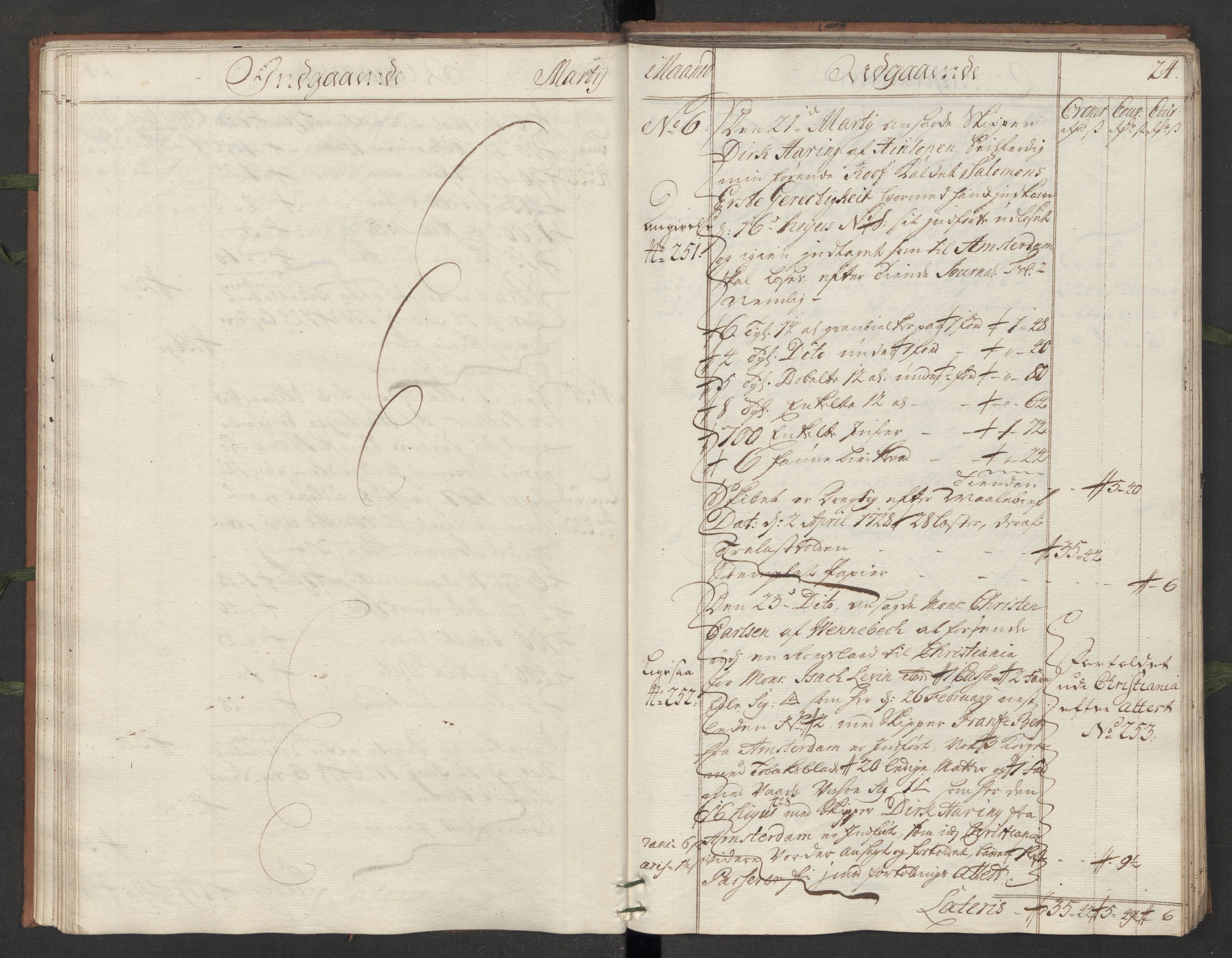 Generaltollkammeret, tollregnskaper, AV/RA-EA-5490/R07/L0010/0001: Tollregnskaper Sand / Hovedtollbok, 1733, p. 23b-24a