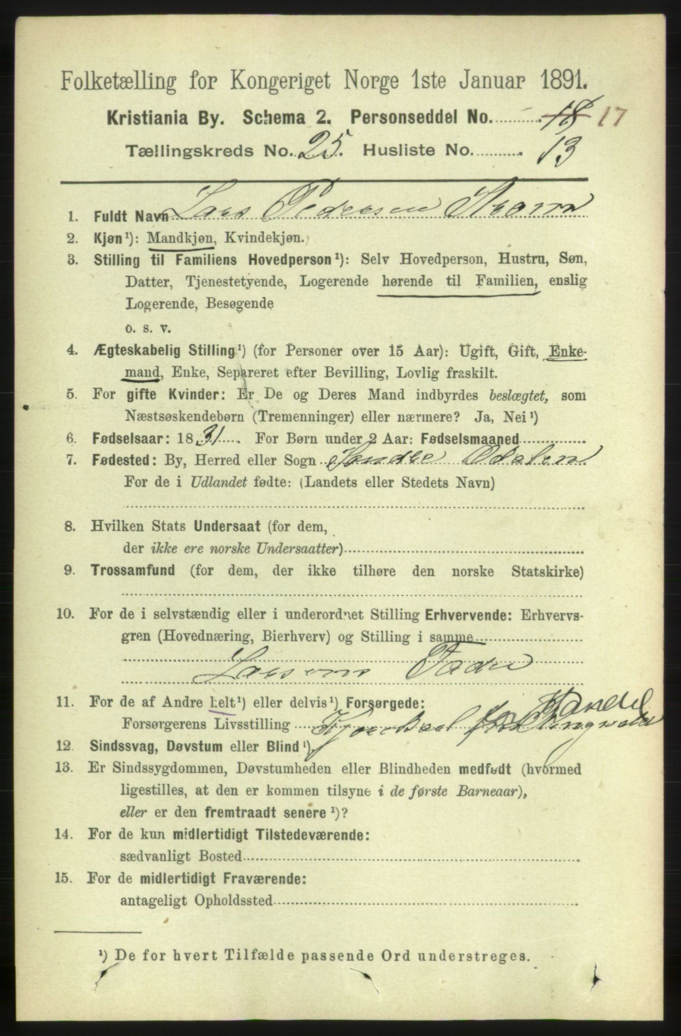 RA, 1891 census for 0301 Kristiania, 1891, p. 12442