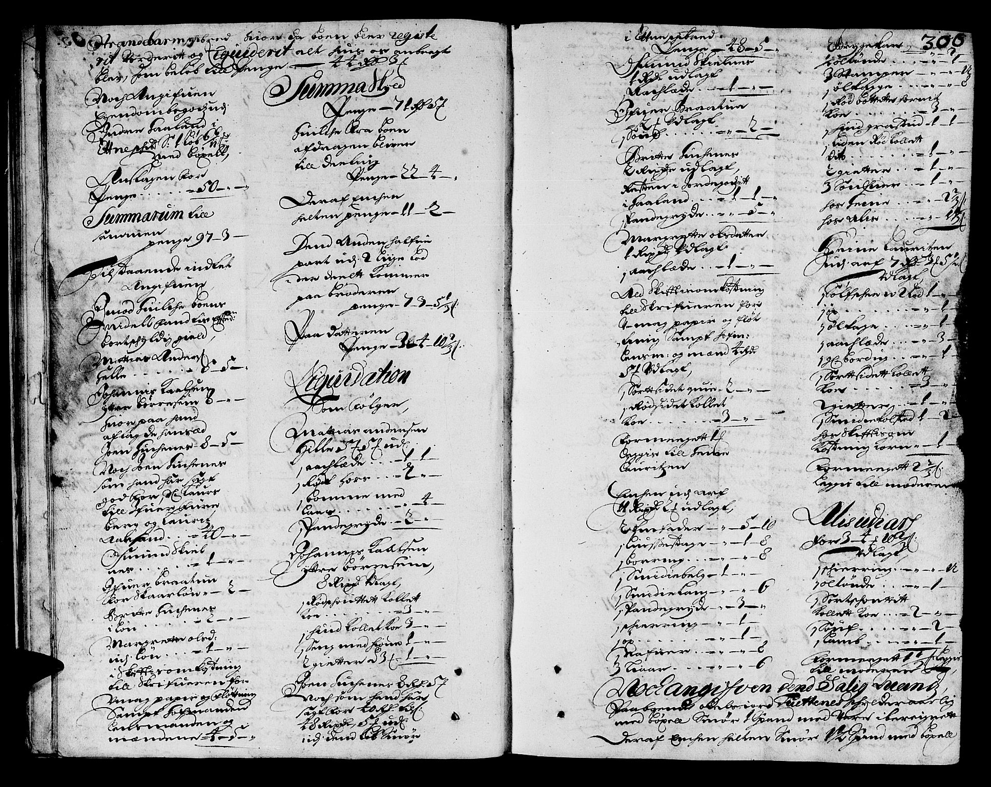 Sunnhordland sorenskrivar, AV/SAB-A-2401/1/H/Ha/Haa/L0002: Skifteprotokollar. Register på kort. Fol 290- ut, 1695-1699, p. 305b-306a
