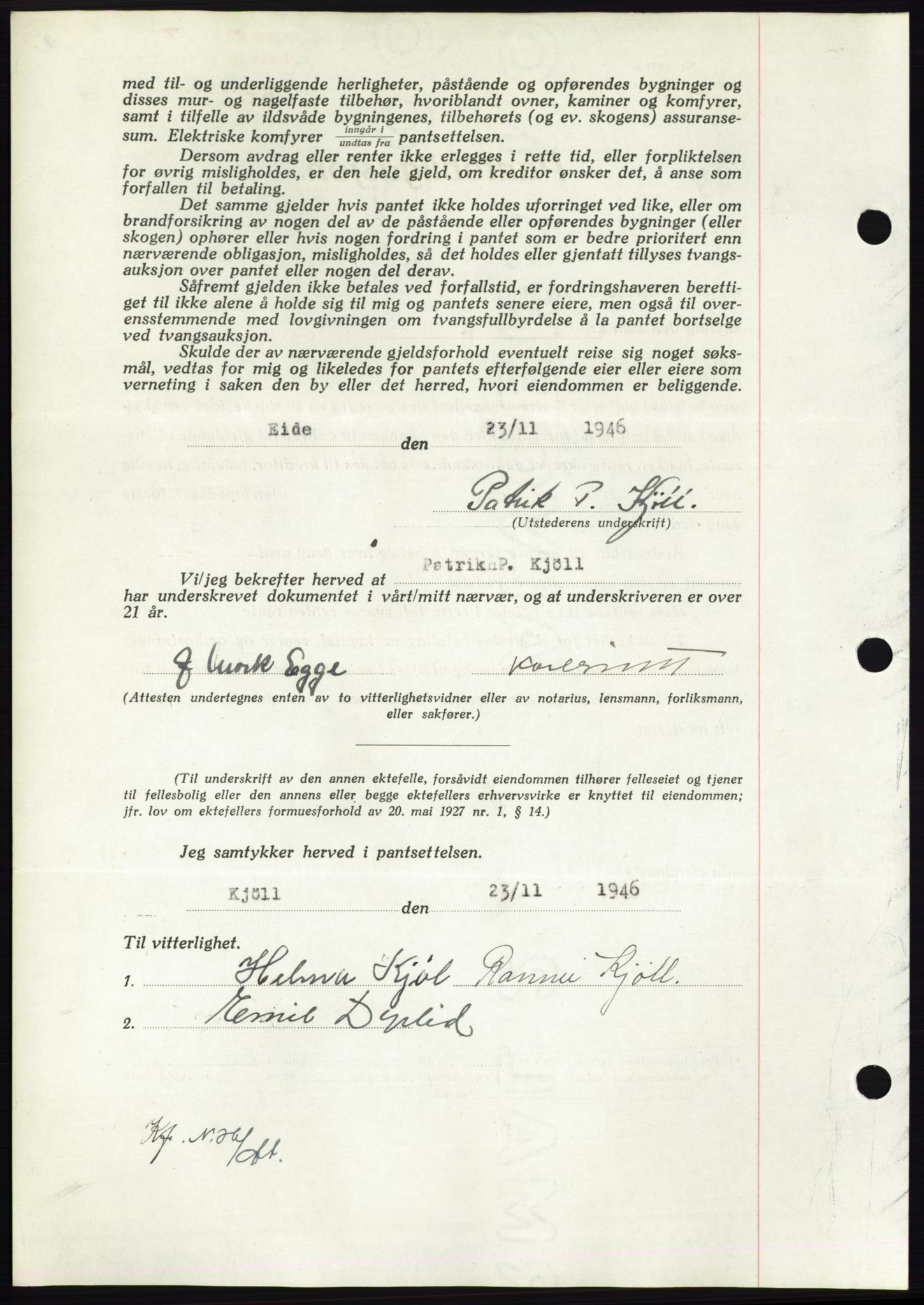 Nordmøre sorenskriveri, AV/SAT-A-4132/1/2/2Ca: Mortgage book no. B95, 1946-1947, Diary no: : 2647/1946