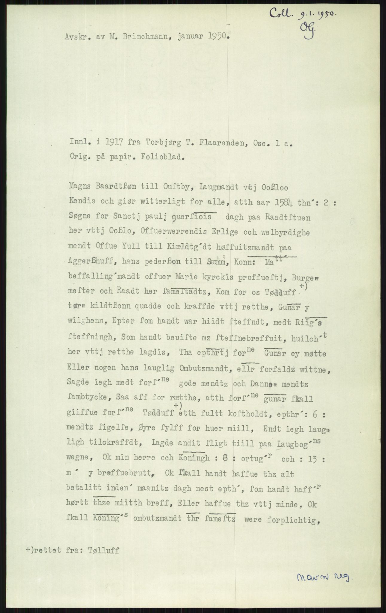 Samlinger til kildeutgivelse, Diplomavskriftsamlingen, AV/RA-EA-4053/H/Ha, p. 1944