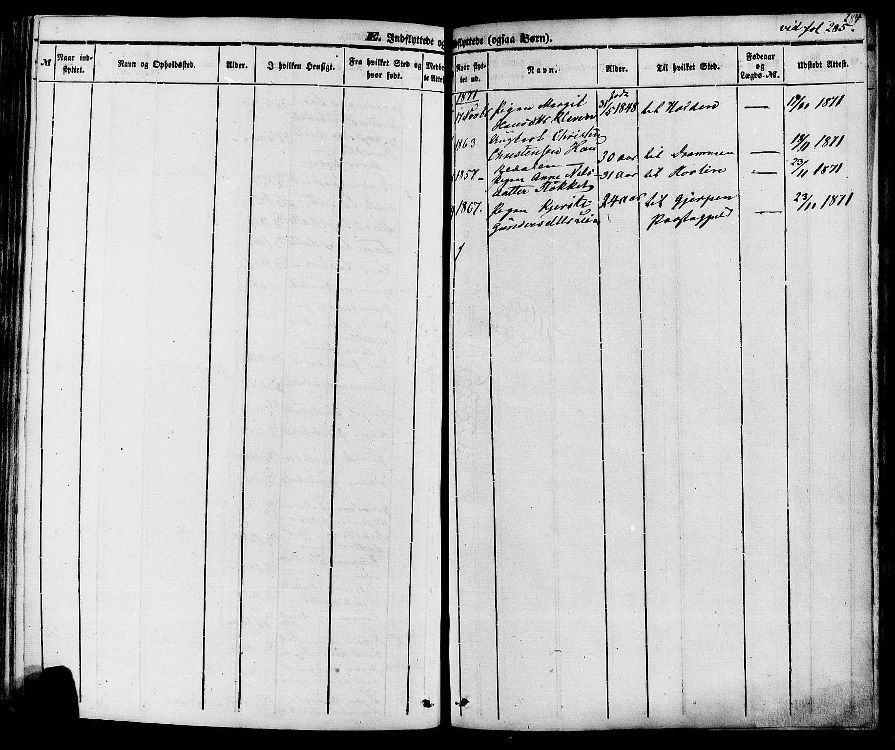 Sauherad kirkebøker, SAKO/A-298/F/Fa/L0007: Parish register (official) no. I 7, 1851-1873, p. 284