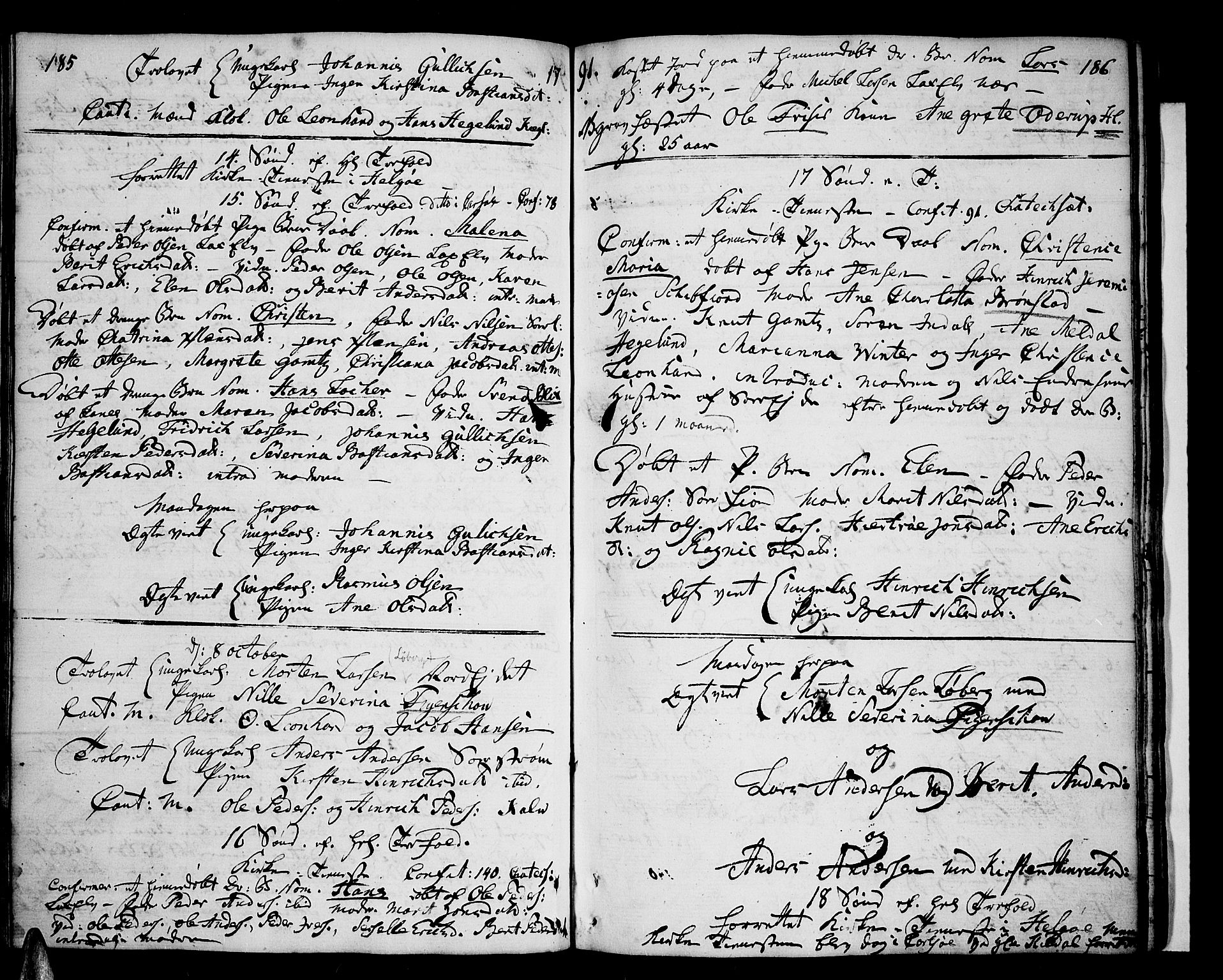 Karlsøy sokneprestembete, AV/SATØ-S-1299/H/Ha/Haa/L0001kirke: Parish register (official) no. 1, 1775-1823, p. 185-186