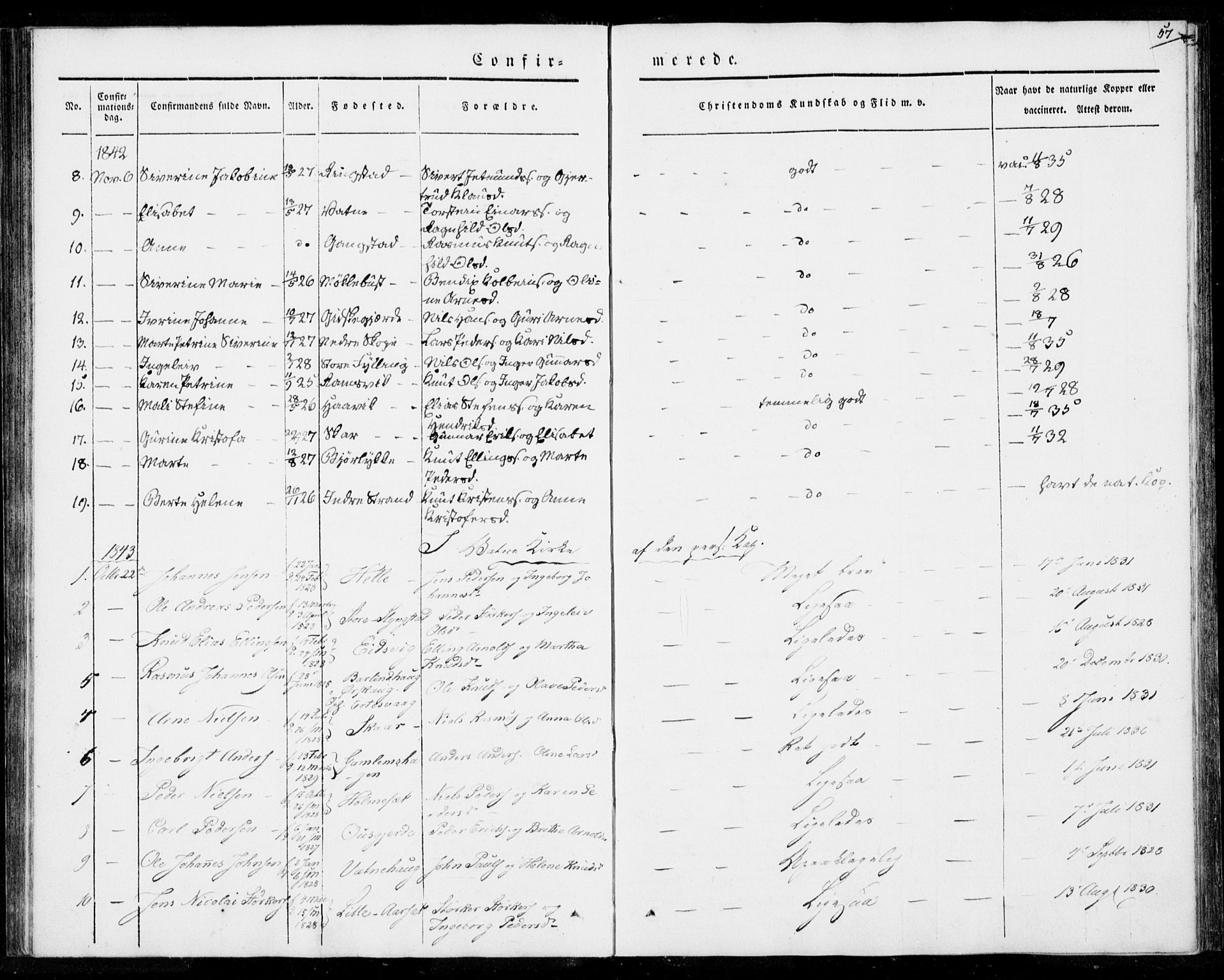 Ministerialprotokoller, klokkerbøker og fødselsregistre - Møre og Romsdal, AV/SAT-A-1454/524/L0352: Parish register (official) no. 524A04, 1838-1847, p. 57