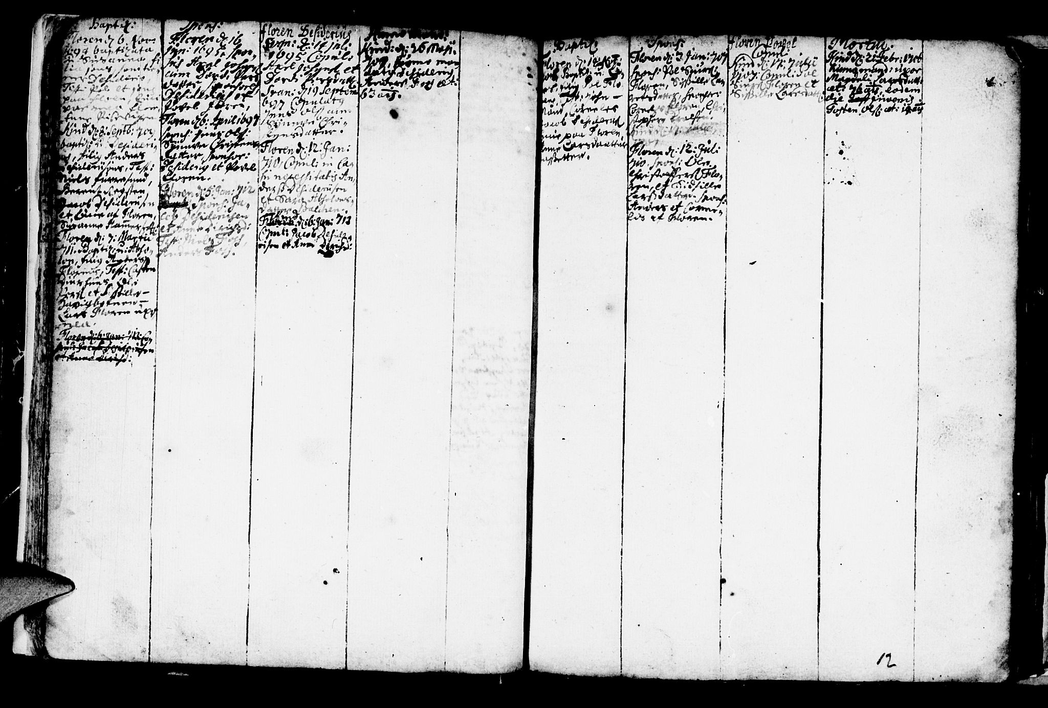 Kinn sokneprestembete, AV/SAB-A-80801/H/Haa/Haaa/L0001: Parish register (official) no. A 1, 1689-1729, p. 12